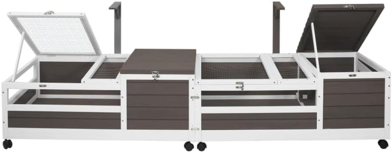 Tortoise Habitat with Lamp Holder in Indoor & Outdoor, Wooden Turtle Enclosure Table with 4 360° Lockable Wheels, Leakproof Tray, Openable Roof for Tortle, Lizard, 78" L x 23" W x 14" H