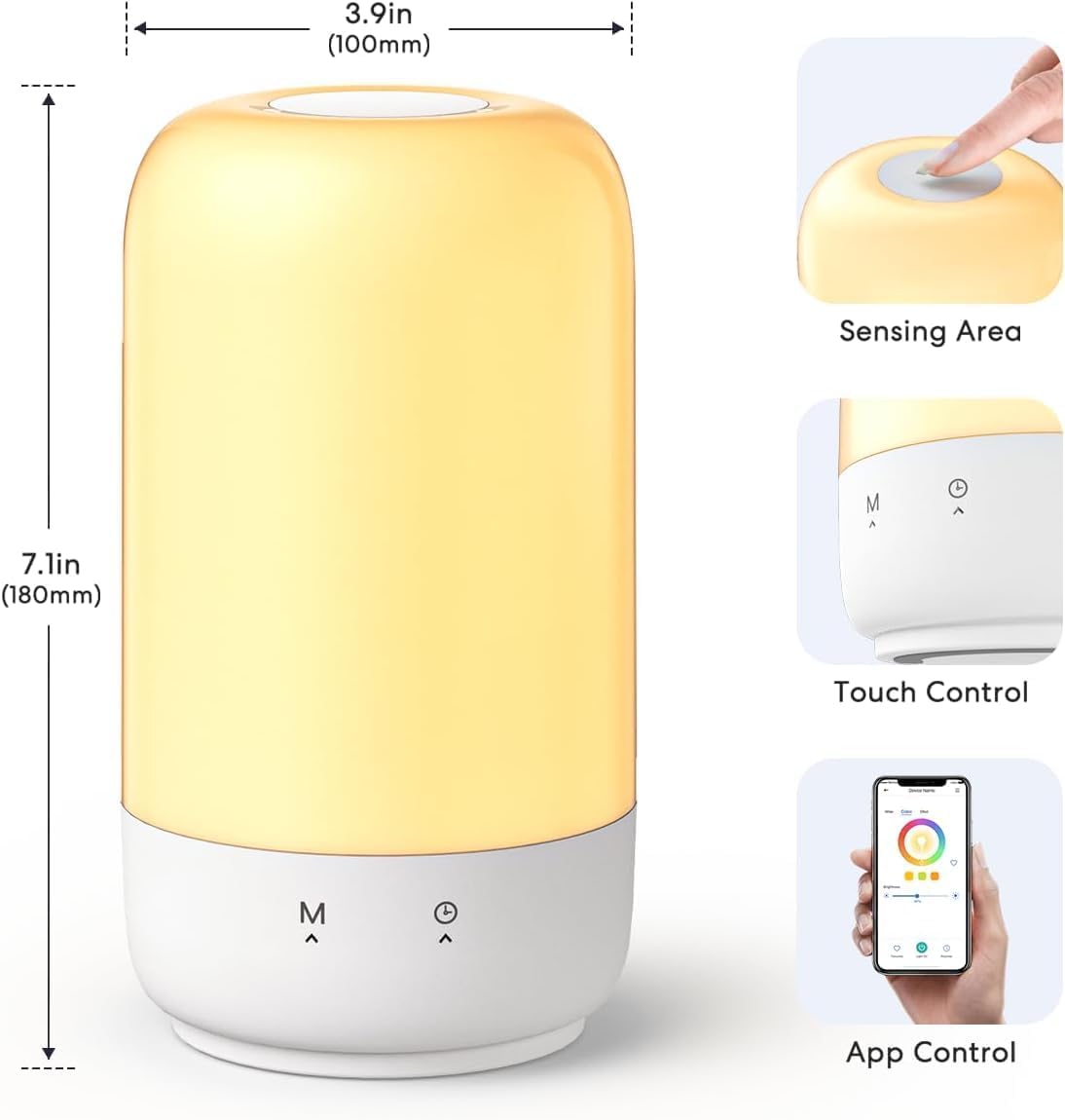 meross Smart Table Lamp for Bedroom, Bedside Lamp Support Apple Homekit and Alexa,Tunable White & Multi-Color, WiFi LED Nightstand Lamp,Touch Control, Voice and APP Control