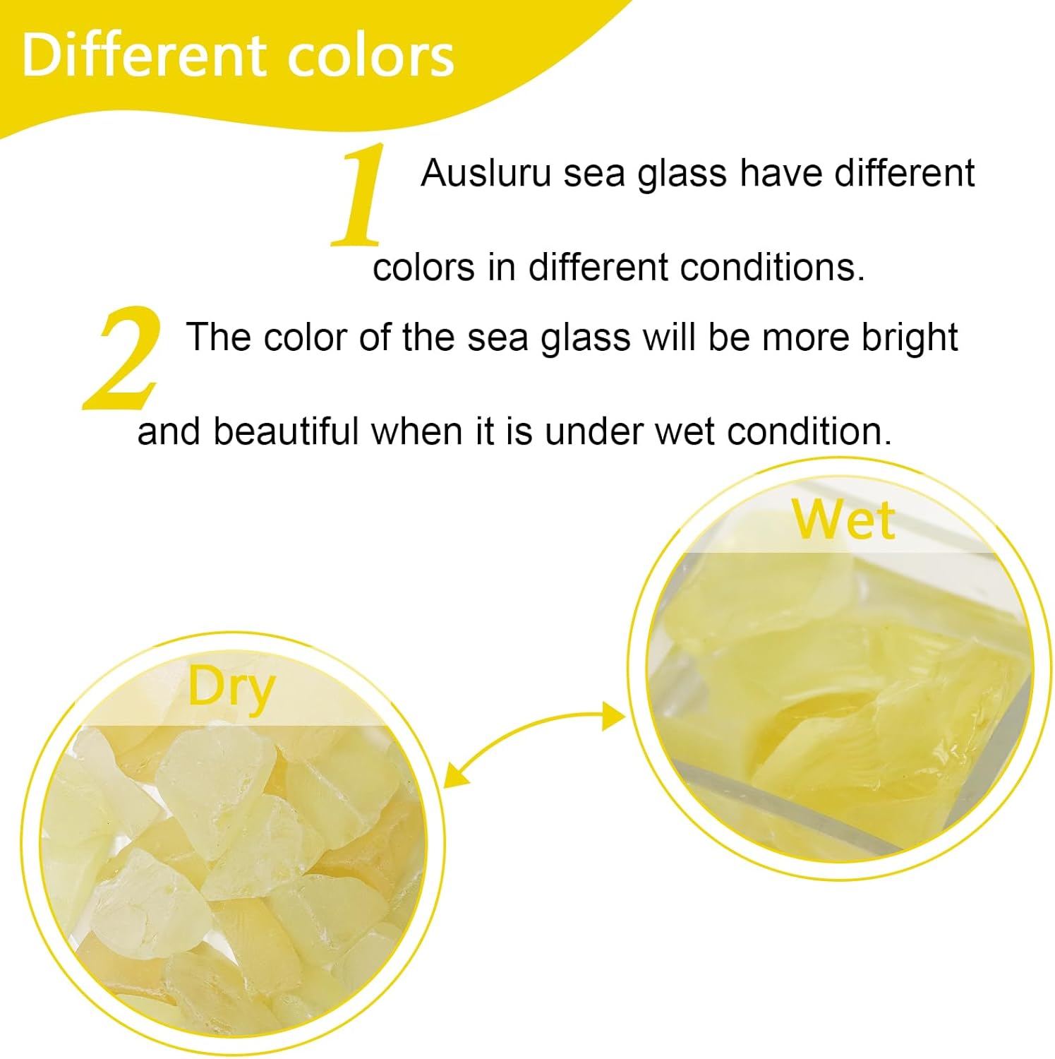 5LB Frosted Sea Glass Vase Fillers, Crushed Glass Pieces, Ideal for DIY Craft, Aquarium Gravels, Home Decor, Beach Wedding, 0.7-3 Inch Golden Yellow