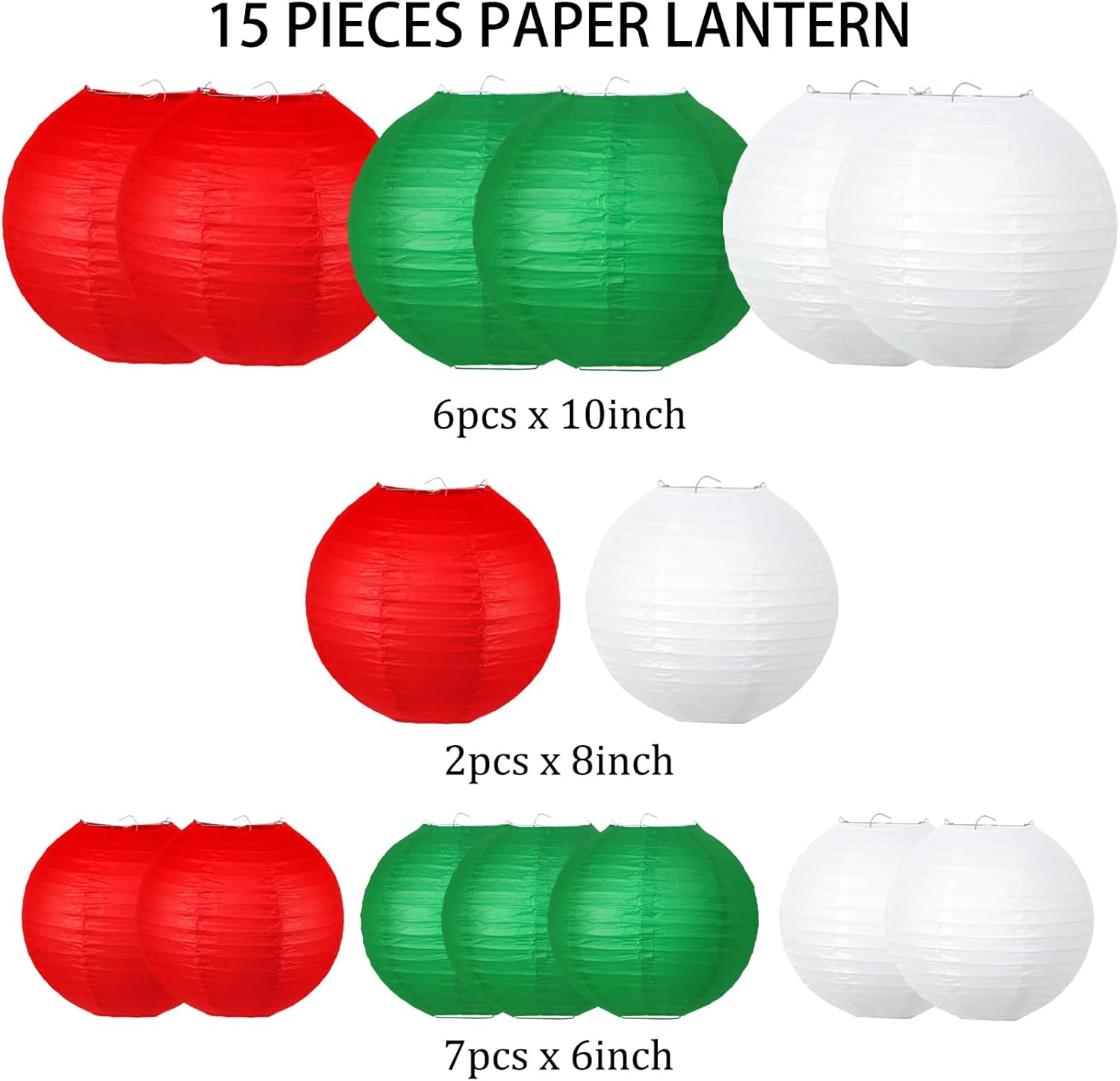 Christmas Party Decorations, Red White Green Hanging Paper for Xmas Party New Year's Eve Christmas Theme Birthday Italian Party Decor Yard Garden，15pcs