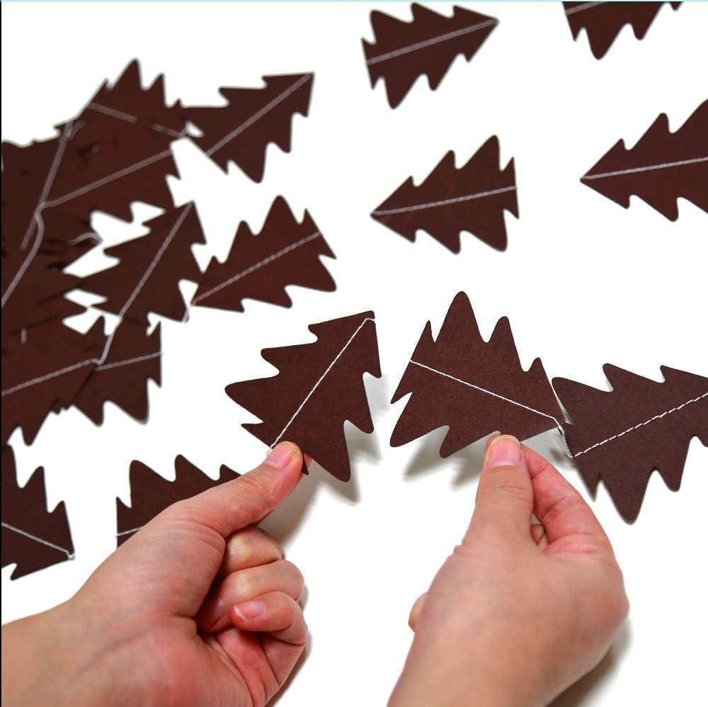 Sparkly Paper Christmas Tree Garland Kit for Home Party Decoration (Brown)