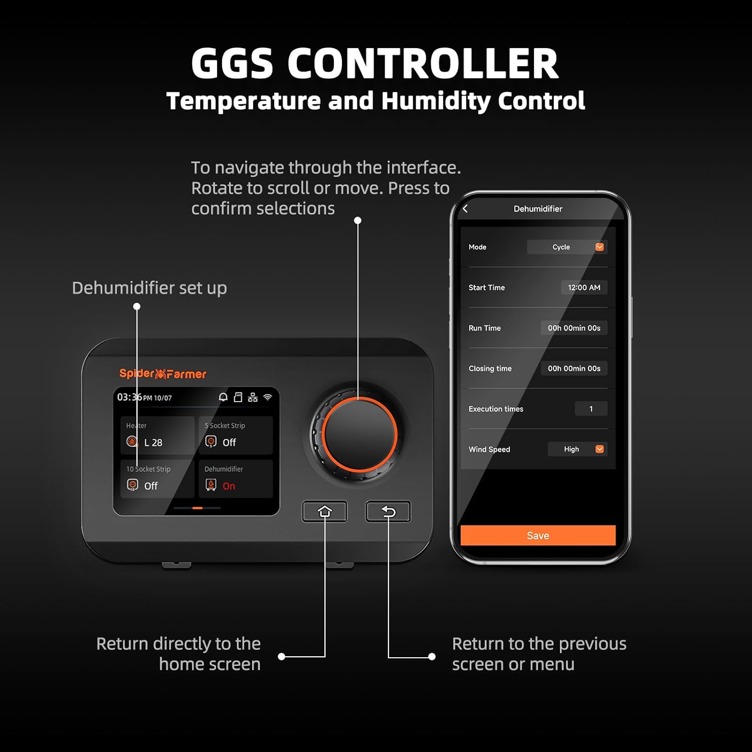 Spider Farmer Upgraded Dehumidifier with Drain Hose 2000 Sq.Ft.Dehumidifier with Smart Humidity Control Display, Air Duct, 24-Hour Timer, Provides Powerful Dehumidification for Grow Tent and Home