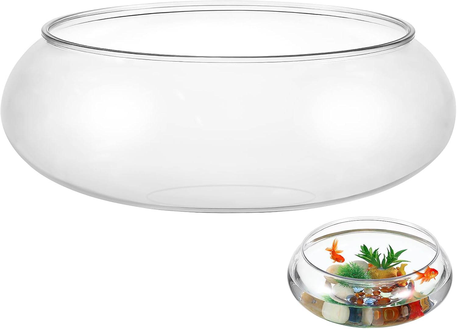 BESPORTBLE Clear Fish Bowl Vase: Bubble Bowl Round Shallow Planter Terrarium Aquatic Plant Pot, Hydroponic Planter Fish Tank Aquarium for Wedding Event Home Decor, 2800ML