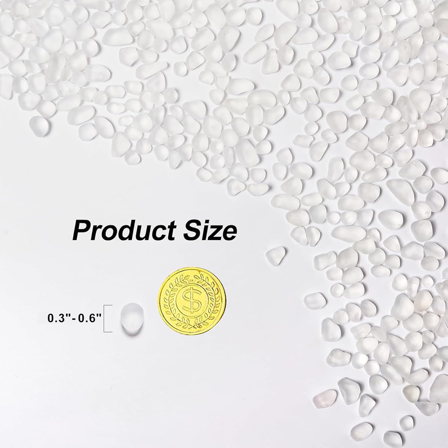 QEQEKAKA Sea Glass Stones for Crafts About 2.75LB (1180g/41.62oz) White Glass Pebbles Gemstones Bulk for Aquarium Rocks Fish Tank Gravel Filler for Vases Centerpieces