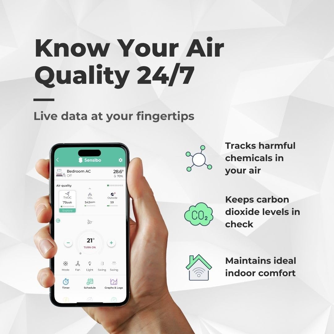 Sensibo Air PRO - Air Conditioner Smart Controller & Air Quality Sensor. Smart Thermostat for Mini Split, Window, Portable AC. Temp & Humidity Sensors. Google, Alexa, Siri & Apple HomeKit Compatible
