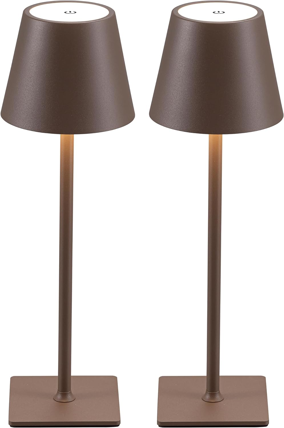 KDG 2 Pack Cordless Table Lamp,Portable LED Desk Lamp, 4000mAh Battery Operated, 3 Color Stepless Dimming Up, for Restaurant/Bedroom/Bars/Outdoor Party/Camping/Coffee Shop Night Light(Brown)