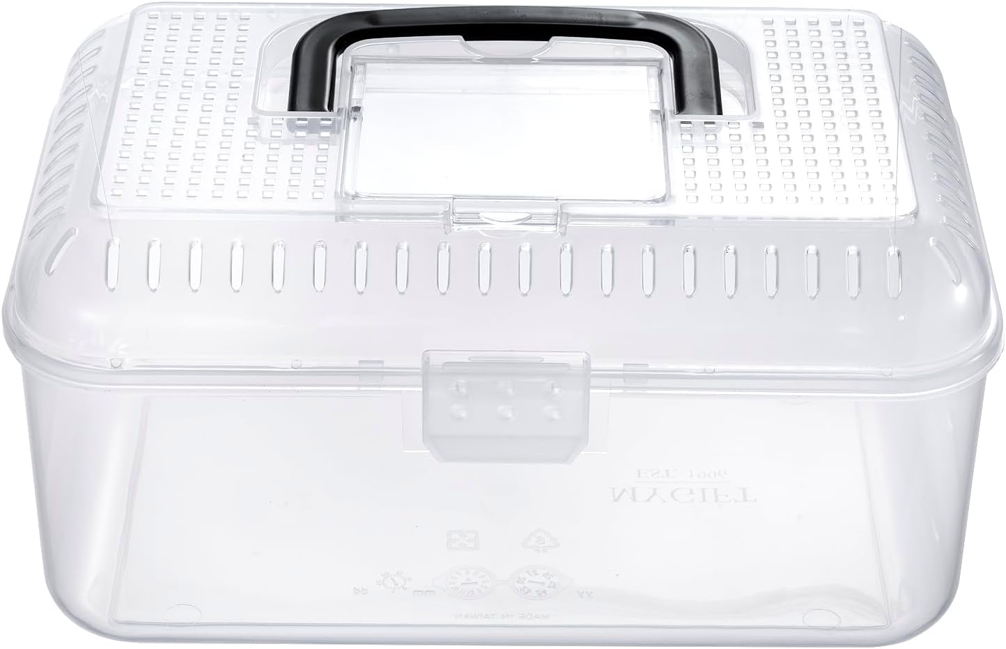 MyGift Reptile Carrier Critter Keeper Terrarium 9.5 x 6 Inch Clear Portable Tank with Black Carrying Handle, Transparent Travel Case for Insects Arachnids Amphibians