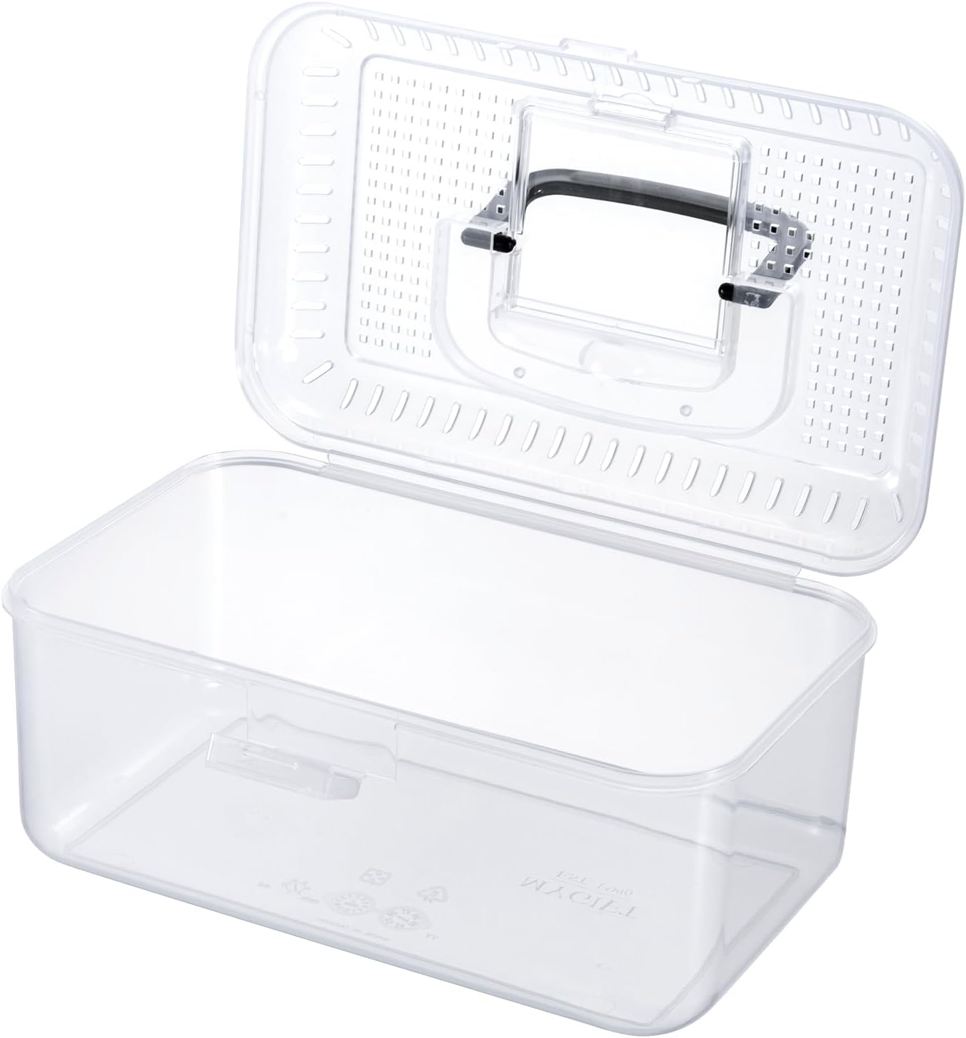 MyGift Reptile Carrier Critter Keeper Terrarium 9.5 x 6 Inch Clear Portable Tank with Black Carrying Handle, Transparent Travel Case for Insects Arachnids Amphibians