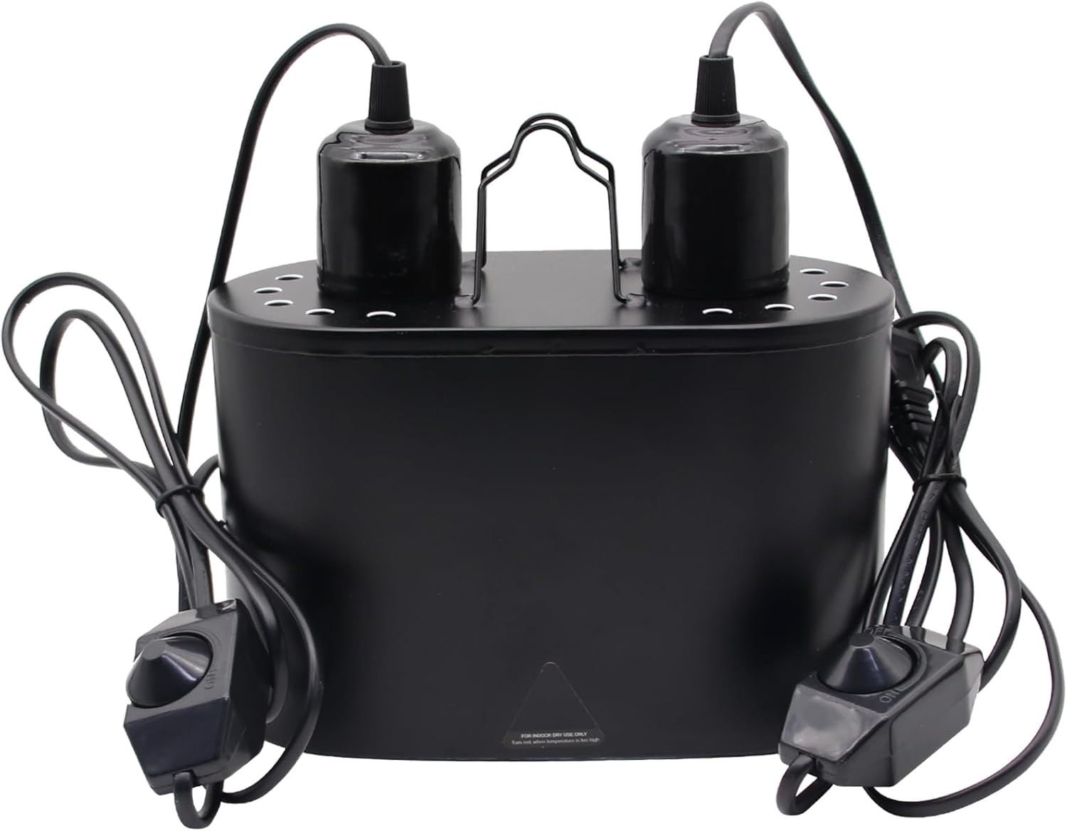 Dual Reptile Deep Dome Lamp Fixture with Temperature Adjustment,Dual Deep Cap Combo Integration Design Heat Lighting Lamp UVB Light with Independent Switches, for Reptile Snake and Tortoise