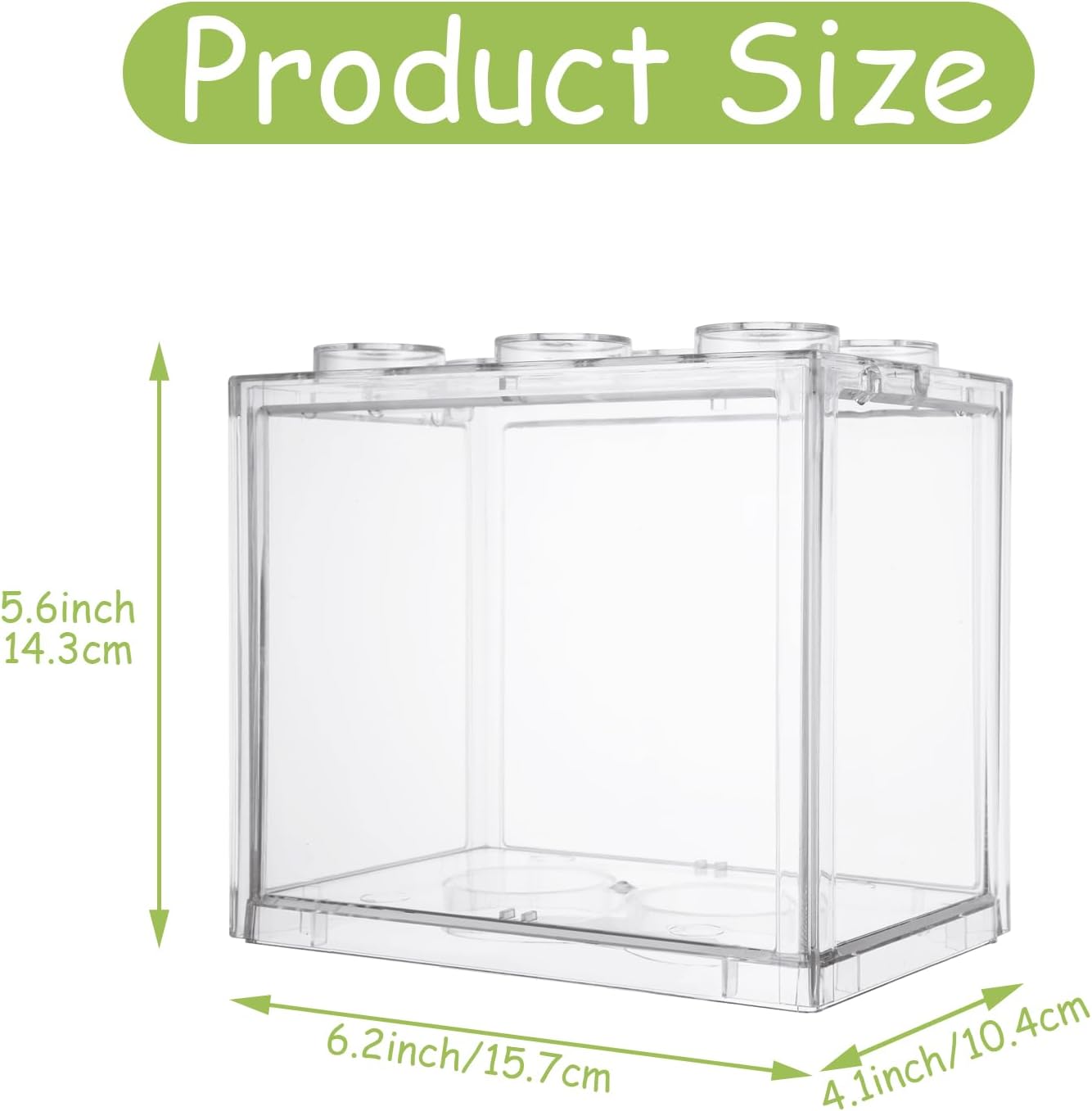 4PCS Plastic Small Betta Fish Tank, 0.6 Gallon Stackable Fish Bowl, Cube Fish Aquarium Tank for Shrimp, Turtle, Small Crab (Clear)