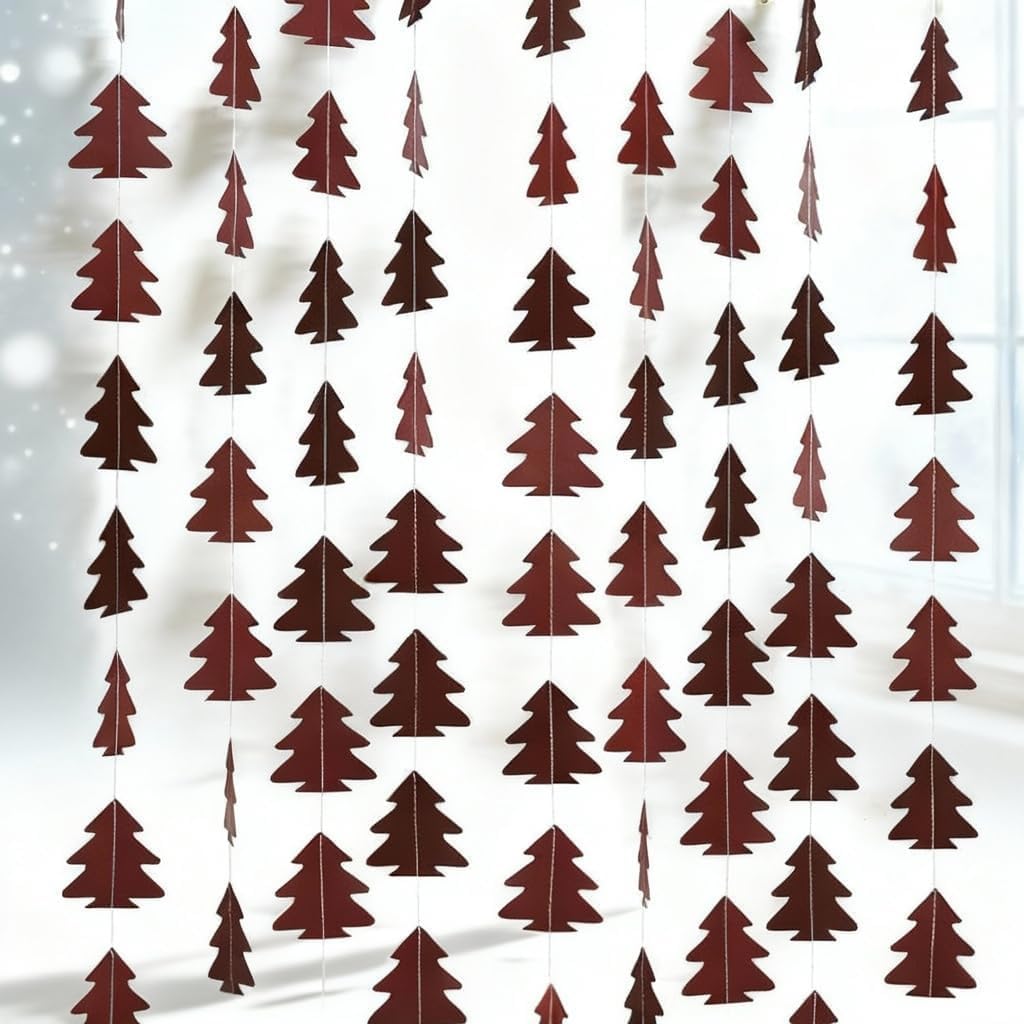 Sparkly Paper Christmas Tree Garland Kit for Home Party Decoration (Brown)