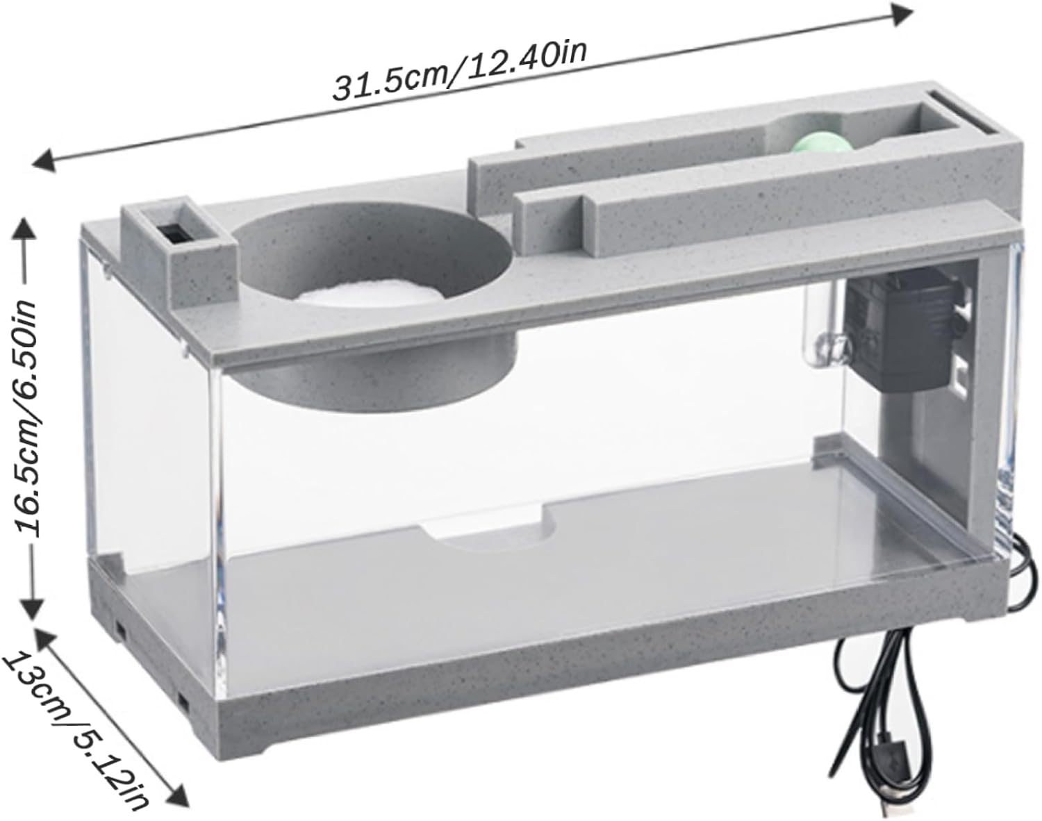 Small Aquarium|Fish Tank Quiet Small Aquarium 3 in 1 Tank with Filter, Light ＆ Water Pump Desktop Fish Water Cycling Betta for Office & Home Decor