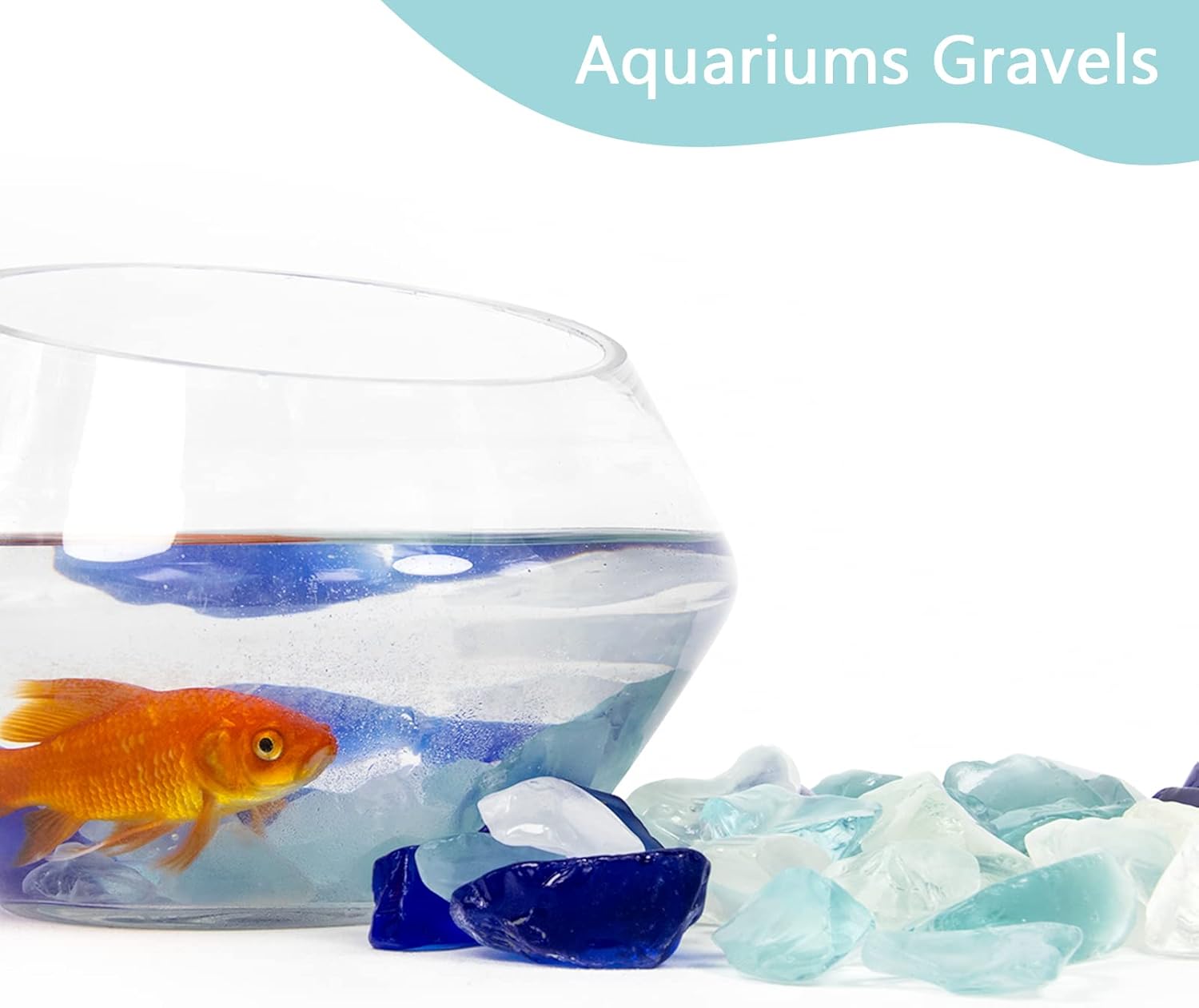 5LB Frosted Sea Glass Vase fillers Crushed Glass, Sea Glass Decor Ideal for Christmas DIY Craft, Aquarium Gravels, Home Decor Crushed Sea Glass Pieces for Beach Wedding, 0.7-3 Inch Mixed Blue