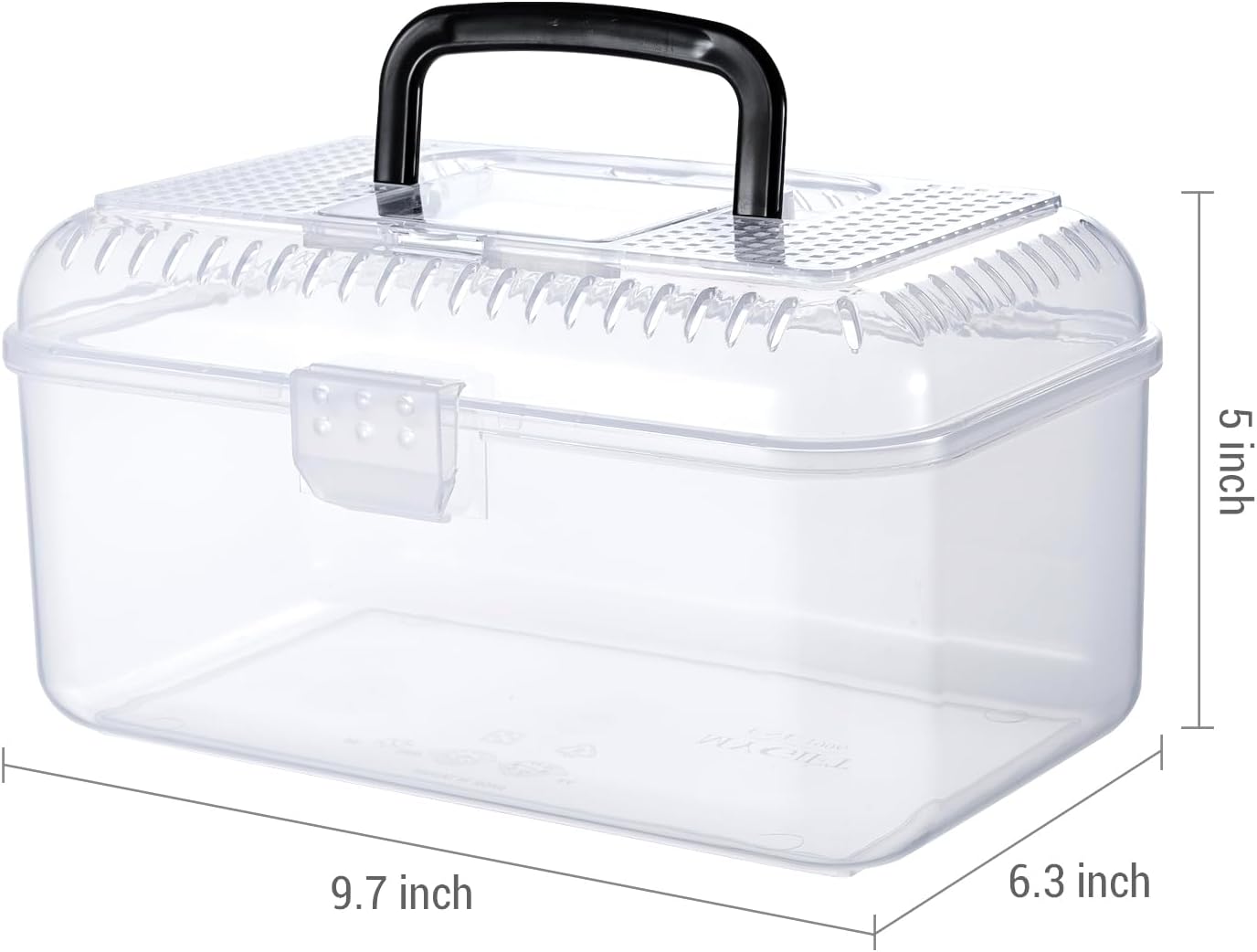 MyGift Reptile Carrier Critter Keeper Terrarium 9.5 x 6 Inch Clear Portable Tank with Black Carrying Handle, Transparent Travel Case for Insects Arachnids Amphibians