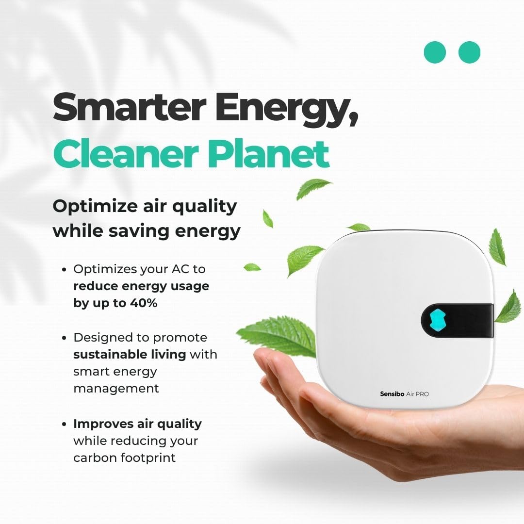 Sensibo Air PRO - Air Conditioner Smart Controller & Air Quality Sensor. Smart Thermostat for Mini Split, Window, Portable AC. Temp & Humidity Sensors. Google, Alexa, Siri & Apple HomeKit Compatible