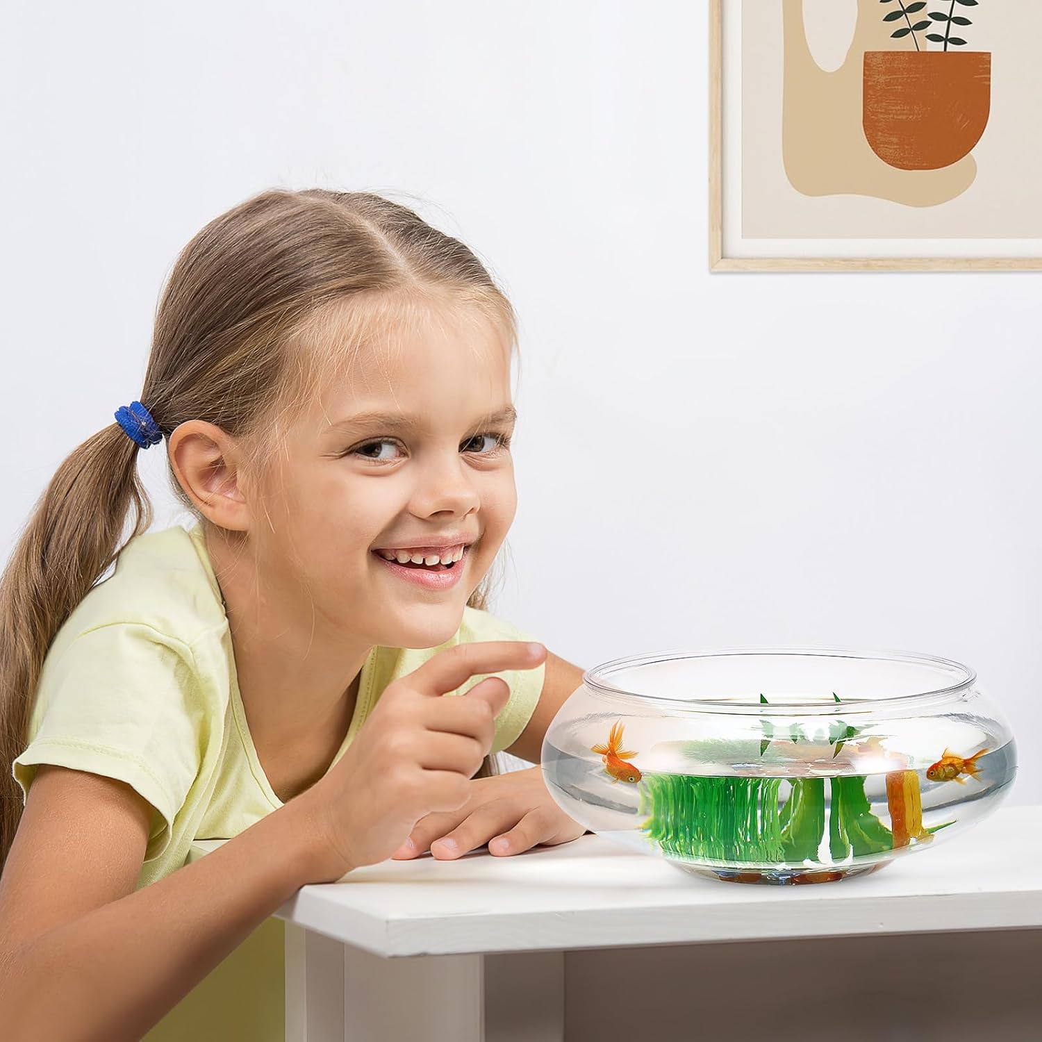 Plastic Fish Bowl: 2800ml Round Terrarium Vase for Small Fish Water Plants - Betta Tank Flower Container Bowl for Office Living Room Or Decoration