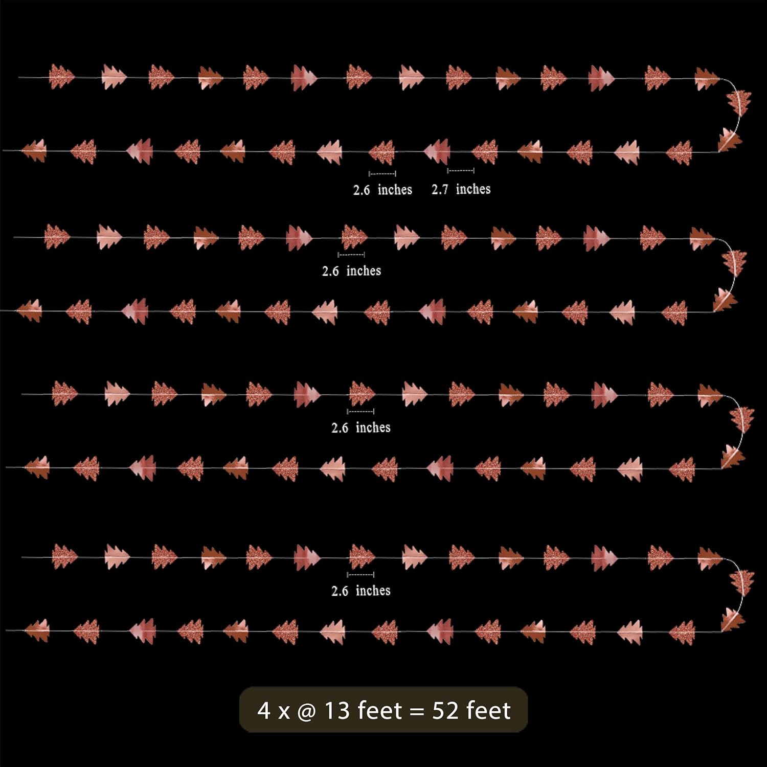 Cheerland Rose Gold Tree Garland Christmas Streamer Woodland Theme Party Decoration Xmas Hanging Backdrop Tree Banner Decor for Winter Birthday Party Christmas New Year Decorations