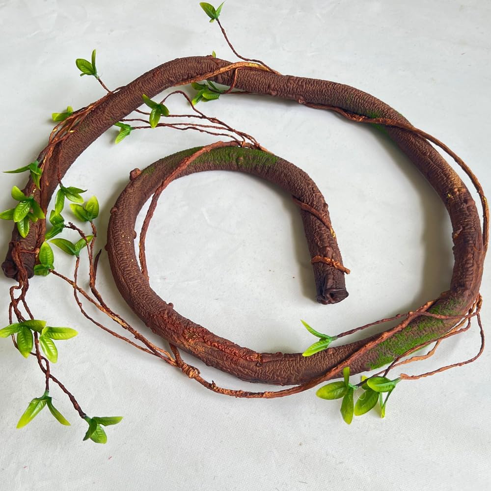 Bendable Artificial Tree Thick Trunk Twigs Cane Climbing Vine Branches 6Ft Faux Plant Garland with Leaves for Home Wedding Garden Wall Hanging Decoration 1PC