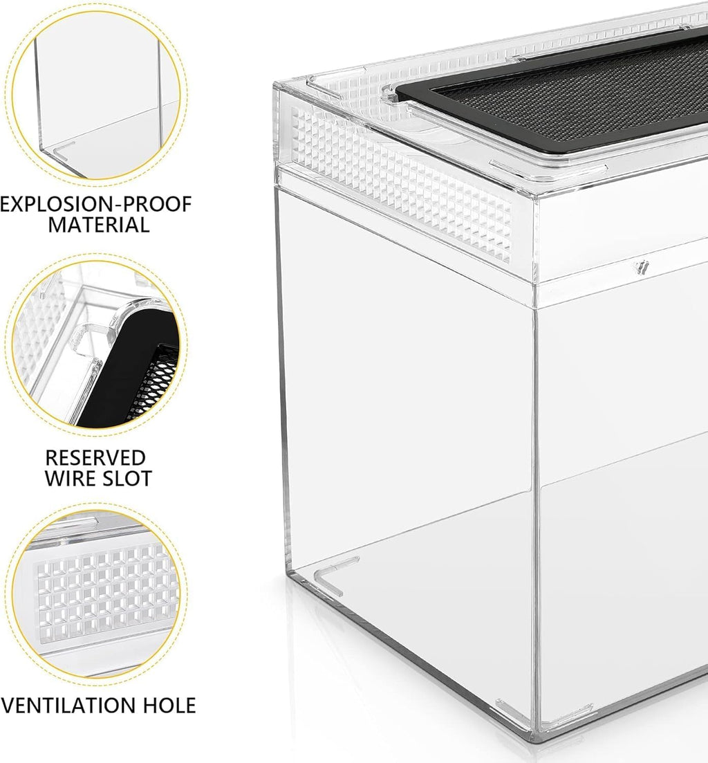 Reptile Terrarium Kit 12" x 7"x 9" Spider Tank Starter Tank, Leopard Gecko Tank, Tarantula Cage Hermit Crab Habitat, Lizard Enclosure, Insect Tank Kit, Jumping Spider Enclosure, Small Isopod Terrarium