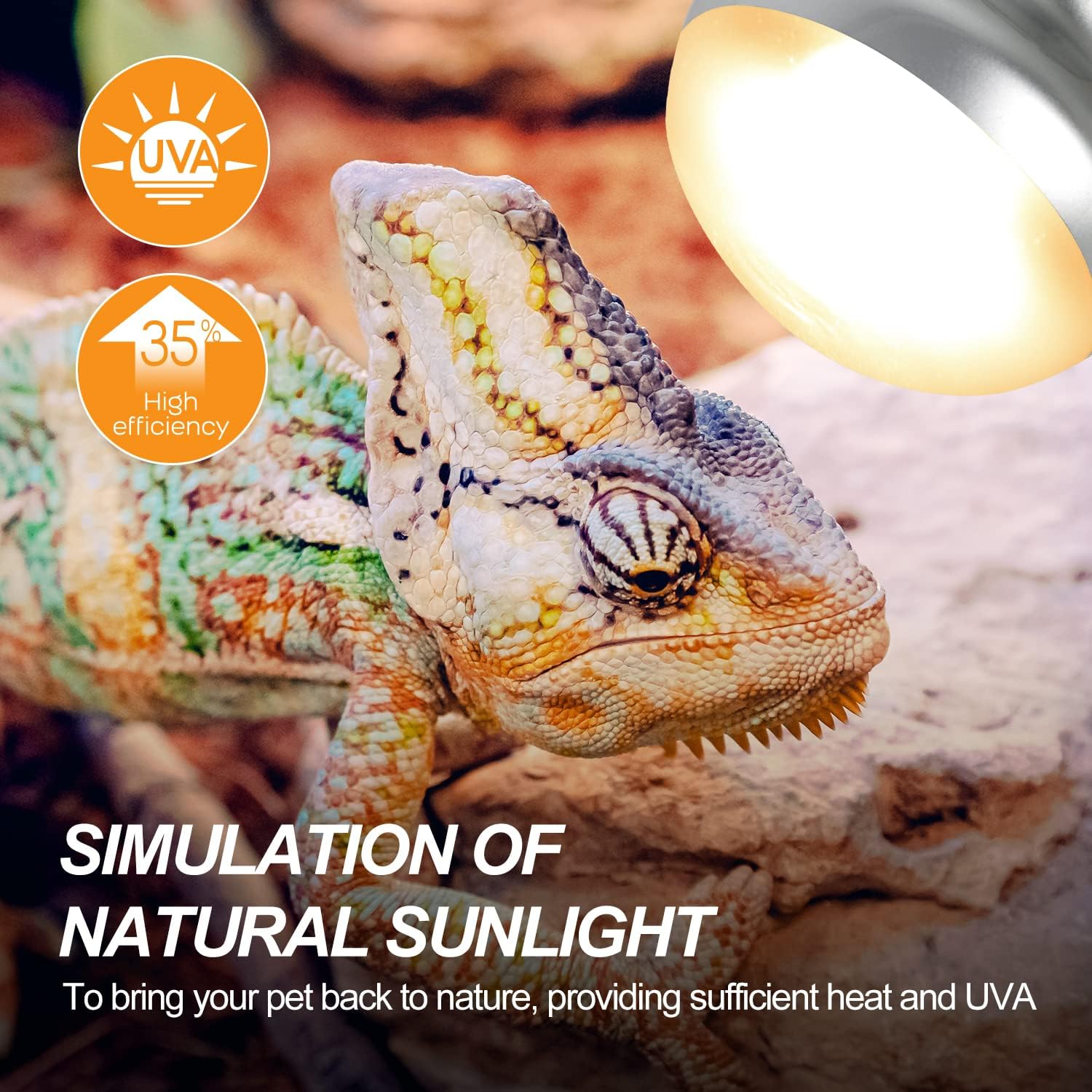 WACOOL 4Pack Reptile Heat Lamp Day & Night Kit 75W, Nature Simulated Basking Daylight & Nightlight UVA Heat Lamp Bulbs for Reptiles & Amphibians