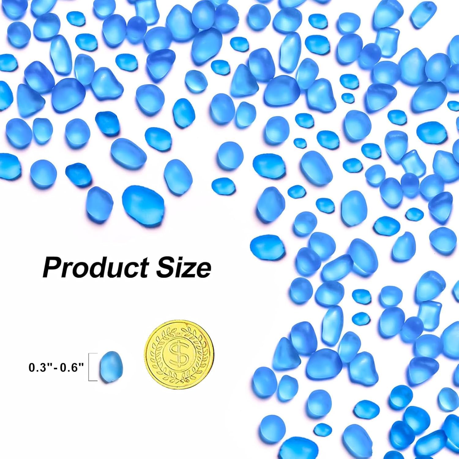 Sea Glass Stones for Crafts About 2.75LB (1180g/41.62oz) Blue Glass Pebbles Gemstones Bulk for Beaching Wedding DIY Decoration Aquarium Turtle Tank Vase Filler (Lake Blue)