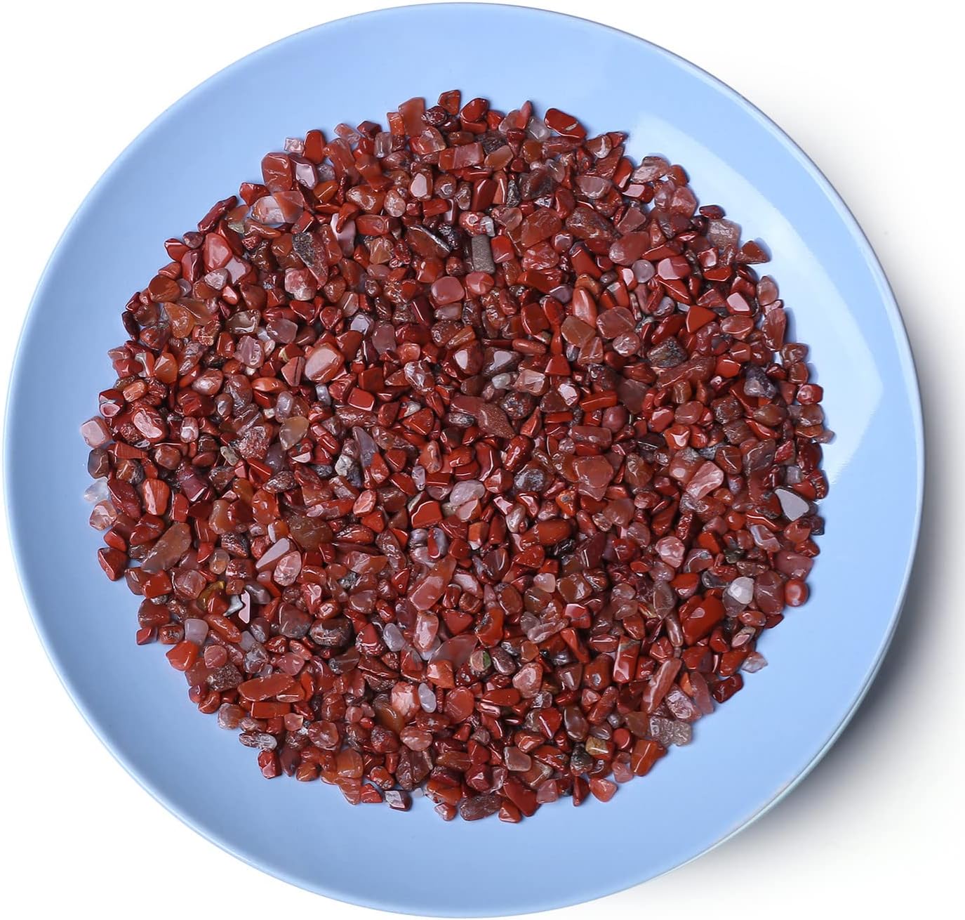 LAIDANLA Red Agate Crushed Stone Crystal Chips Bulk Natural Gemstones Healing Reiki Crystals Mini Quartz Vase Filler Aquarium Gravel 0.55lb