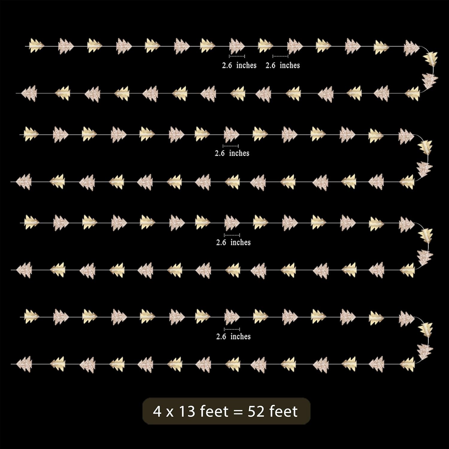 Cheerland Champagne Gold Tree Garland for Hanging Christmas Decorations Baby Shower Woodland Theme Party Decoration Christmas Streamers Backdrop Tree Garland Decor for Birthday Party New Year