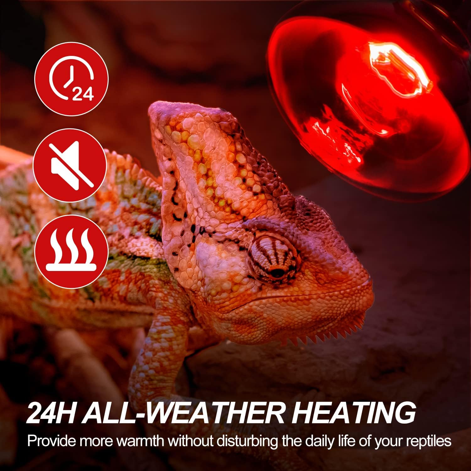 WACOOL 2Pack 75W Reptile Heat Lamp Day & Night Kit, Nature Simulated Basking Daylight & Nightlight Heat Lamp Bulbs for Reptiles & Amphibians, UVA Heat Lamp for Bearded Dragon Gecko Turtle Lizard
