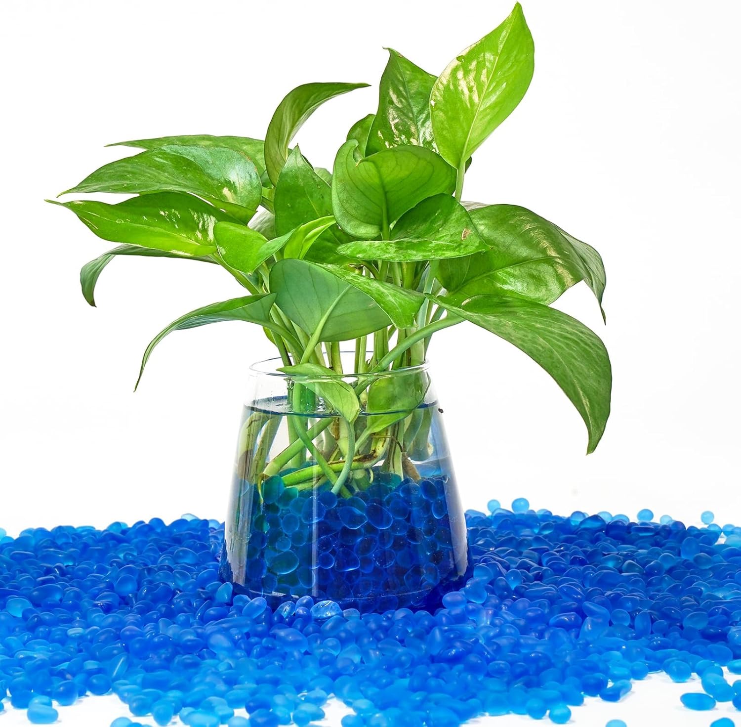 Sea Glass Stones for Crafts About 2.75LB (1180g/41.62oz) Blue Glass Pebbles Gemstones Bulk for Beaching Wedding DIY Decoration Aquarium Turtle Tank Vase Filler (Lake Blue)