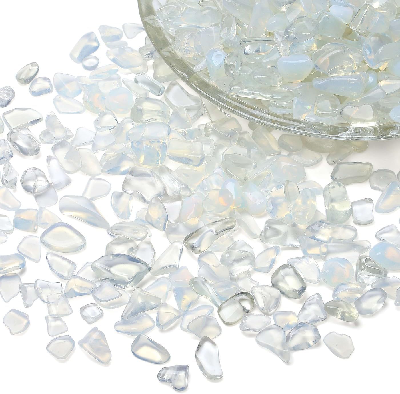 LAIDANLA Opalite 1lb Crystal Polished Tumbled Stones Irregular Shaped Crystal Chips Bulk Natural Gemstone Aquarium Gravel Rocks Vase Filler Fish Tank Gravel Home Decoration