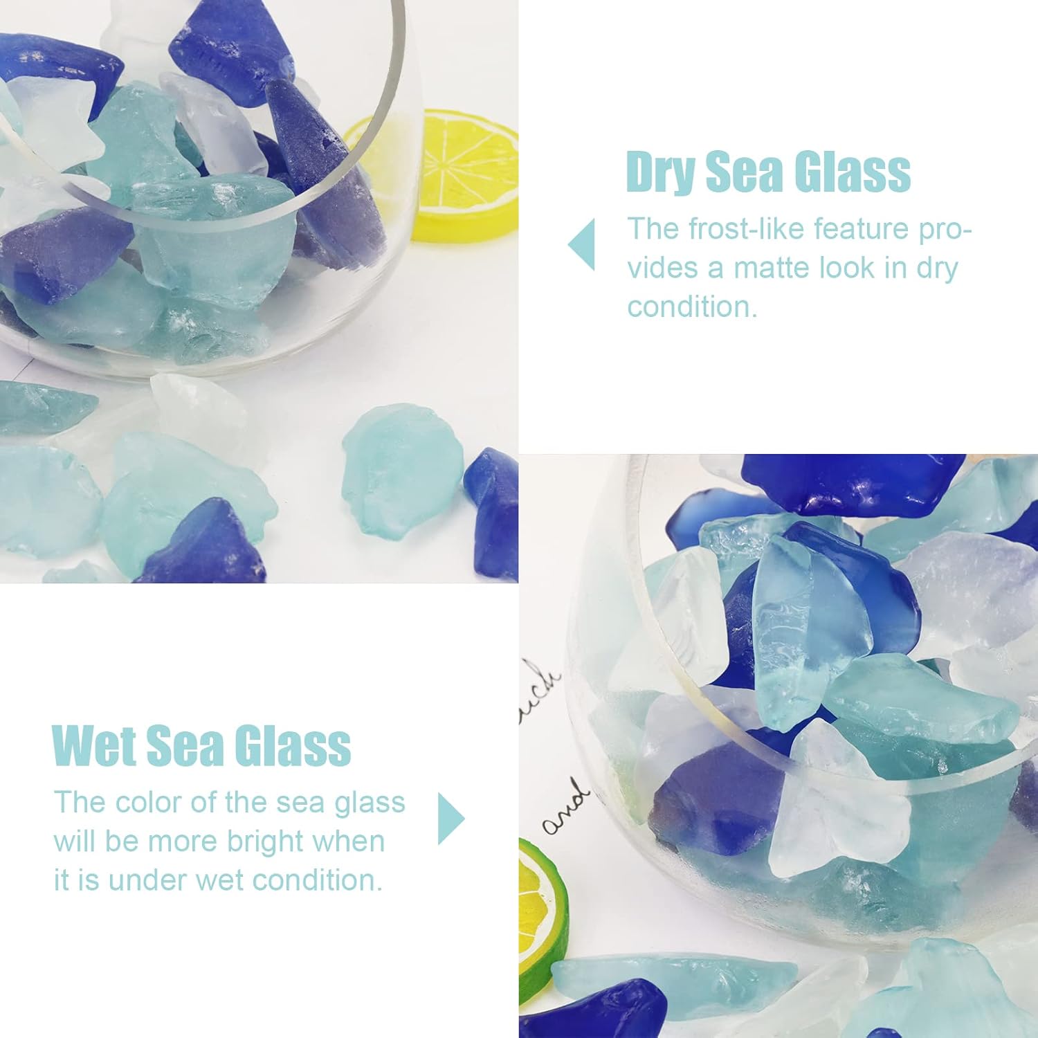 5LB Frosted Sea Glass Vase fillers Crushed Glass, Sea Glass Decor Ideal for Christmas DIY Craft, Aquarium Gravels, Home Decor Crushed Sea Glass Pieces for Beach Wedding, 0.7-3 Inch Mixed Blue