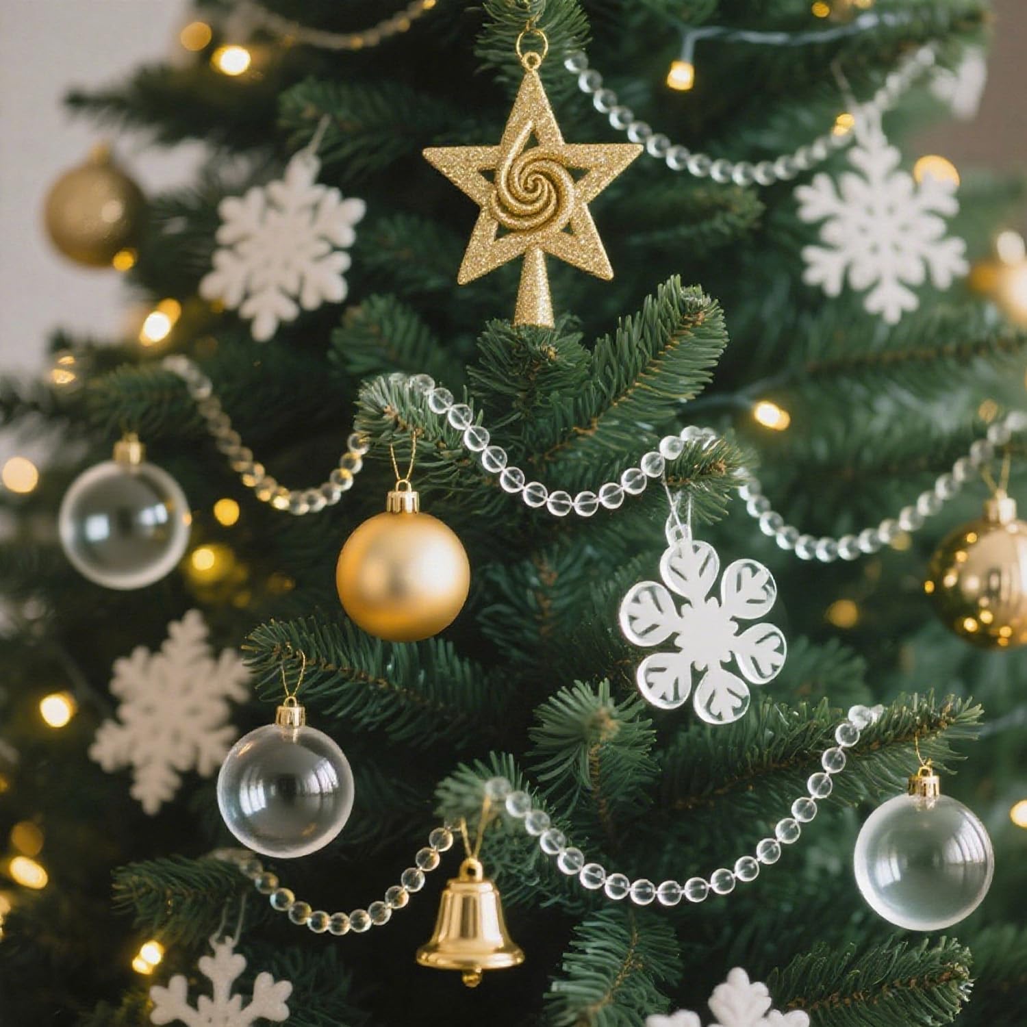 99ft Clear Bead Garland, Clear Acrylic Crystal Strand Roll for Christmas Tree, Hanging Ornaments, Holiday Home Décor, DIY Crafts and Curtain Decorations