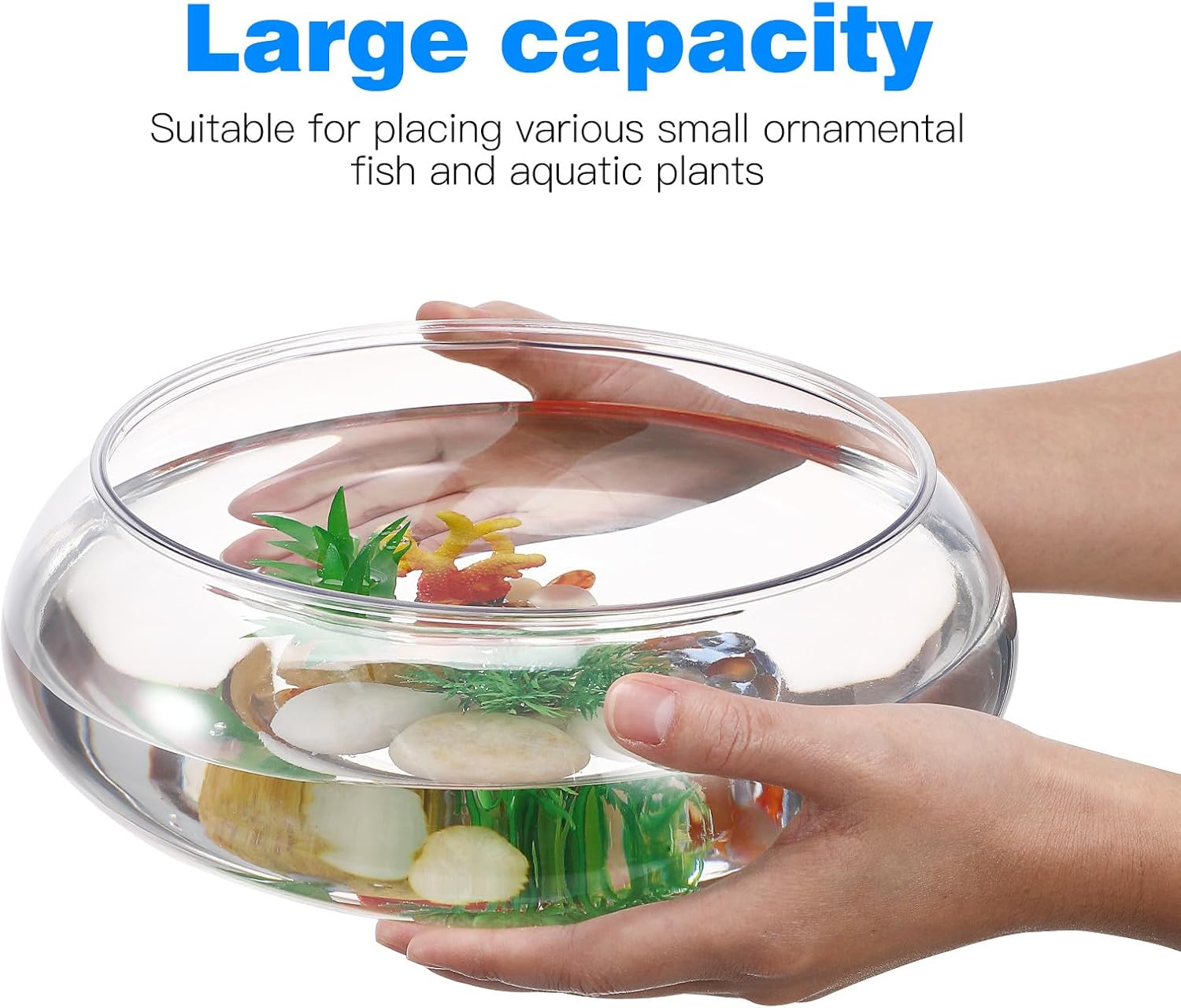 Plastic Fish Bowl: 2800ml Round Terrarium Vase for Small Fish Water Plants - Betta Tank Flower Container Bowl for Office Living Room Or Decoration