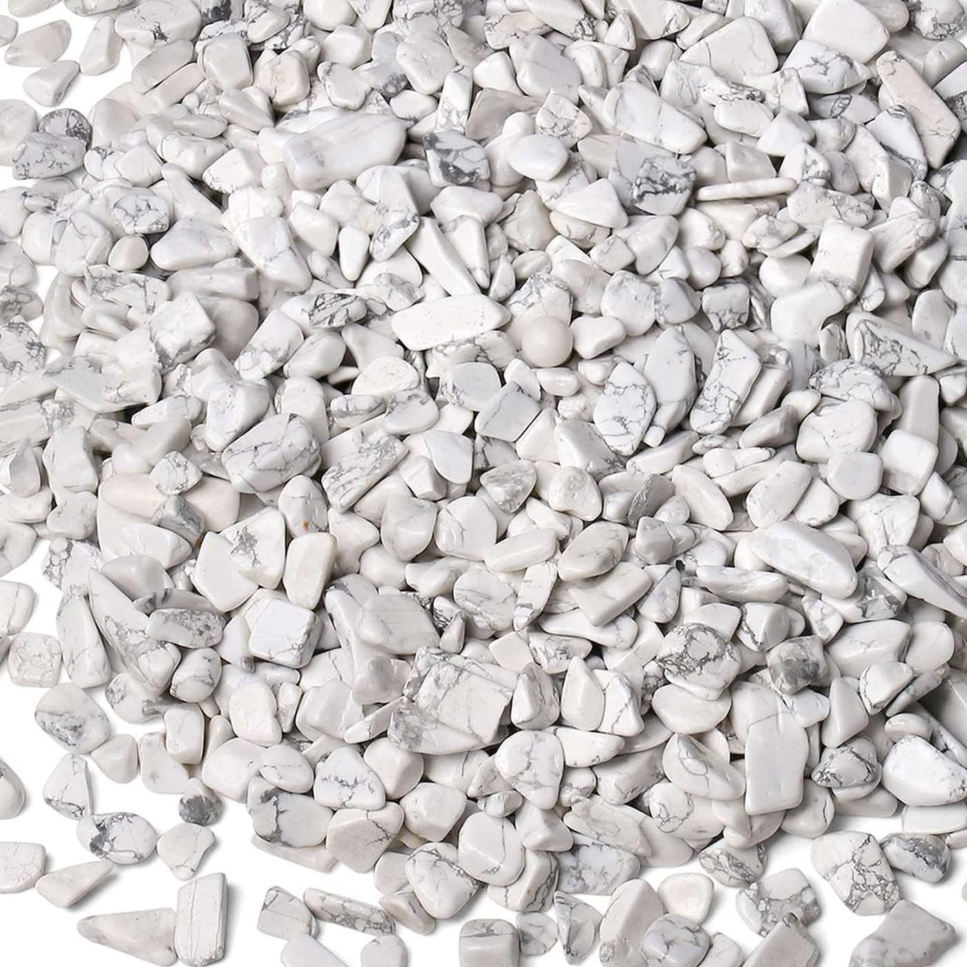 LAIDANLA Howlite Crushed Stone Crystal Chips Bulk Natural Gemstones Healing Reiki Crystals Mini Quartz Vase Filler Aquarium Gravel 100g