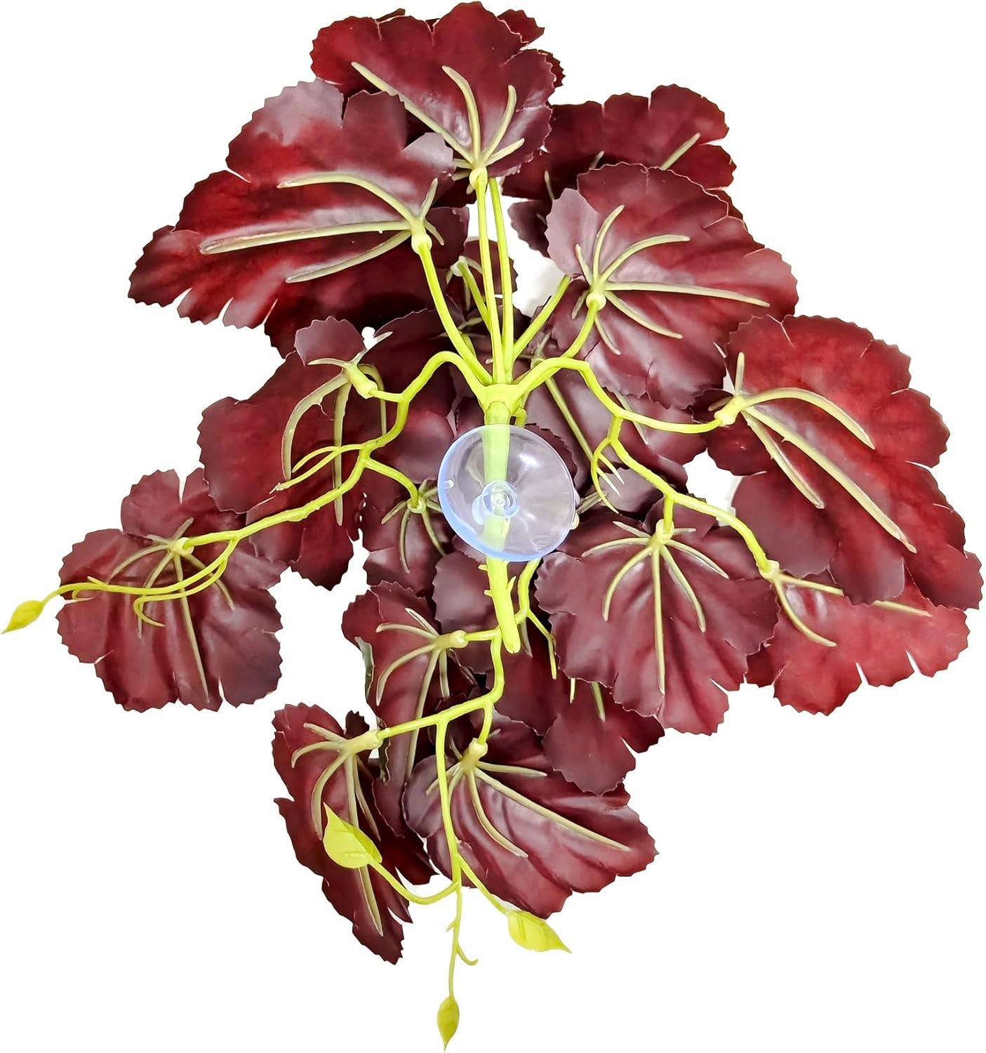 Woyrise Reptile Plants, Terrarium Hanging Plants Vines for Reptile Tank, Amphibian Habitat Leaves Decor with Suction Cups for Bearded Dragon Lizard Snake Gecko Frog Hermit Crab - 2Pack Green Heuchera