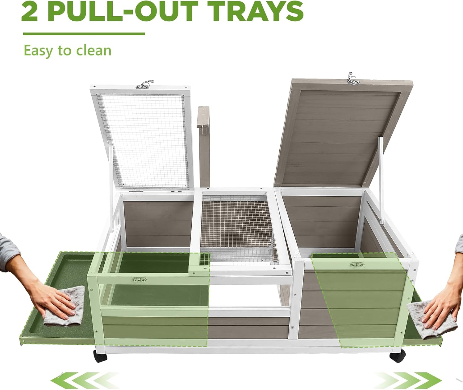 Tortoise Habitat with Lamp Holder in Indoor & Outdoor, Wooden Extensible Turtle Enclosure Table with 4 360° Lockable Wheels, Leakproof Tray, Openable Roof for Tortle, Lizard, Chameleon