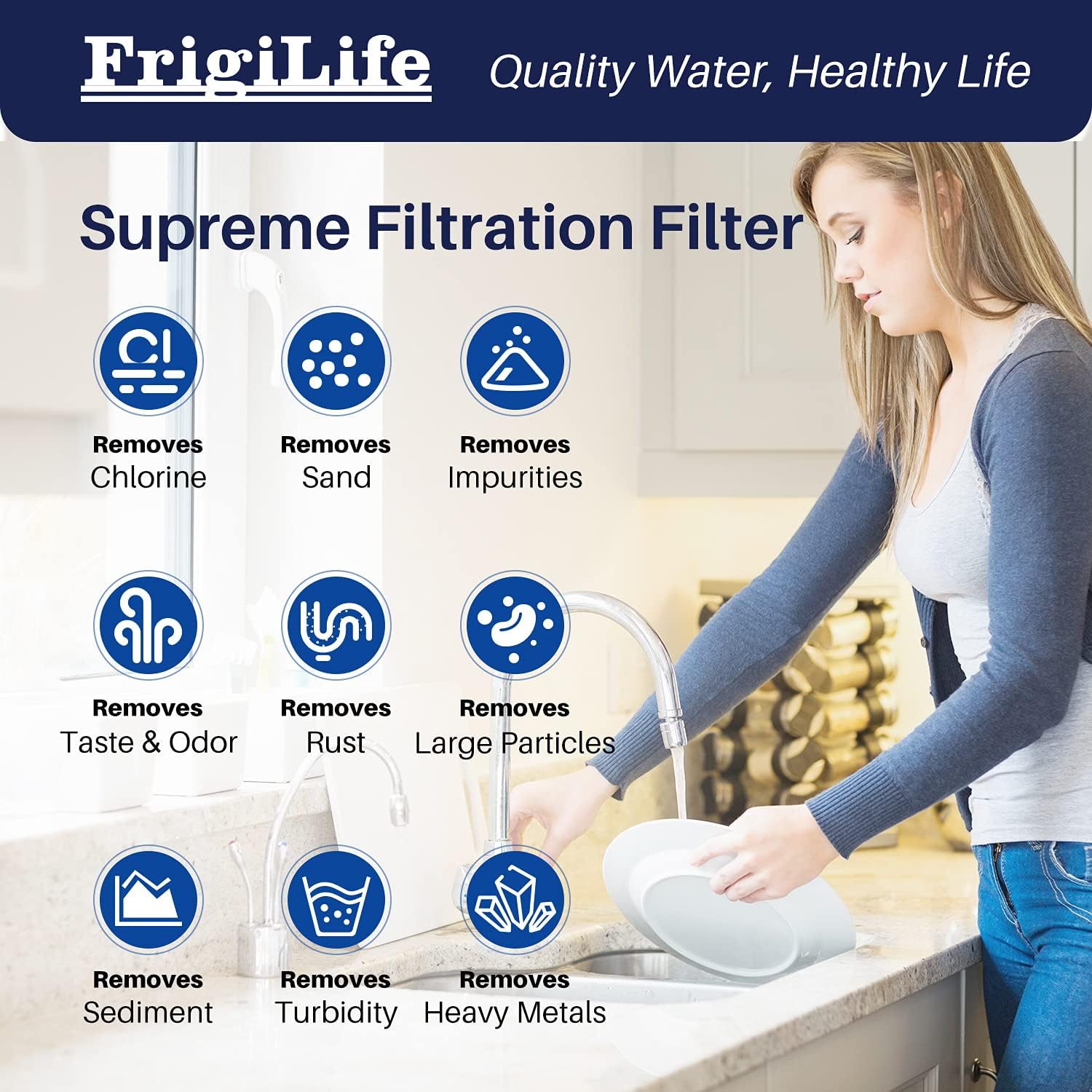 FXHTC 5 Micron 10" x 4.5" Whole House Sediment Activated Carbon Water Filter Replacement for GE FXHTC, GXWH40L, GXWH35F, GNWH38S, RFC-BBSA, W50PEHD, DuPont WFHD13001, 3 PACK
