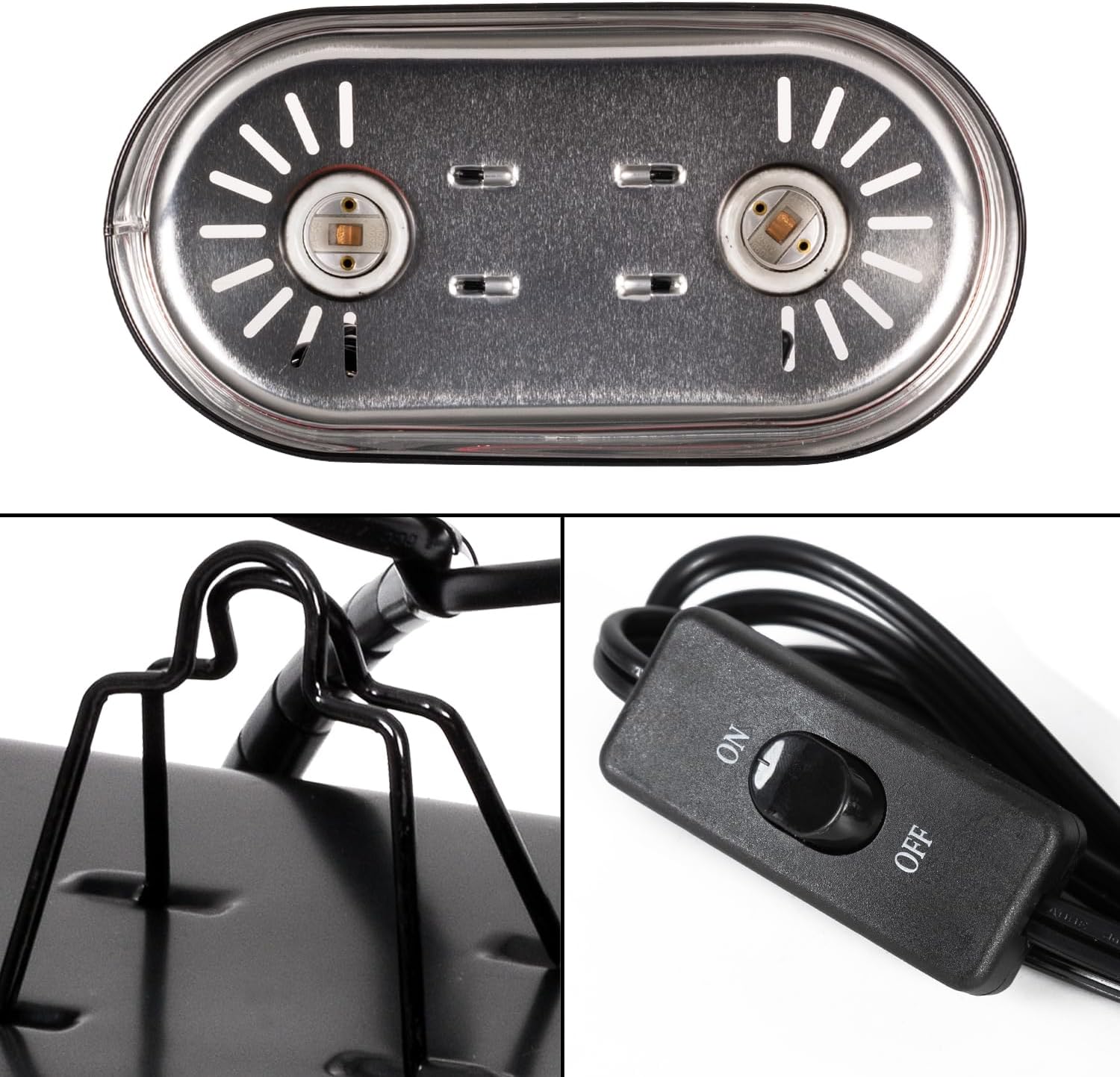 REPTI ZOO Reptile Heat Lamp Combo Pack with Dual Reptile Light Fixture, 100W Intense Basking Spot Light UVA Daylight Heating Lamp & 26W Energy Saving UVA UVB Bulb Spiral Compact Bulb 10.0