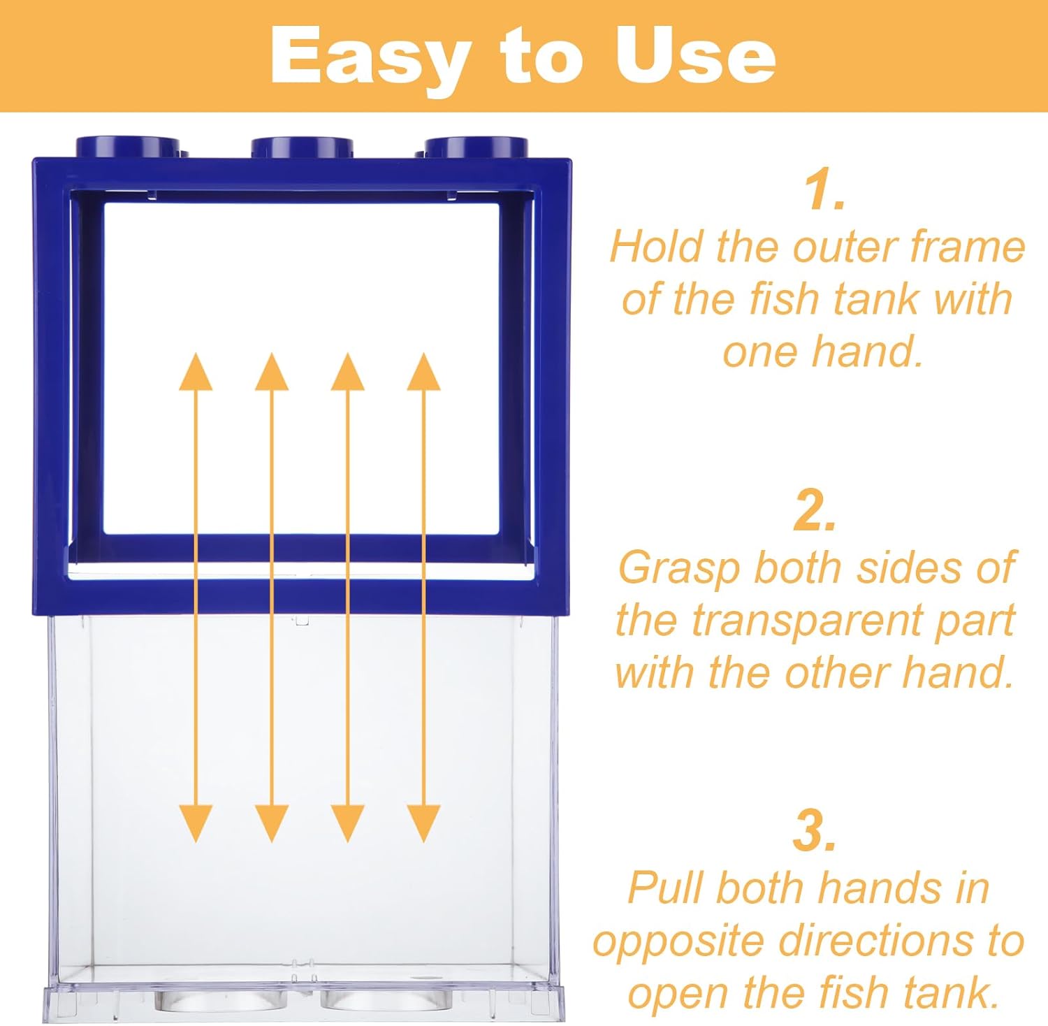 4PCS Plastic Small Betta Fish Tank, 0.6 Gallon Stackable Fish Bowl, Cube Fish Aquarium Tank for Shrimp, Turtle, Small Crab (Blue)