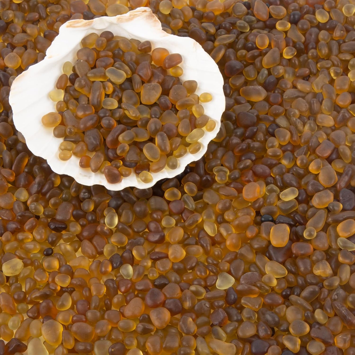 Sea Glass Stones for Crafts About 1LB (405g/14.28oz) Brownish Yellow Glass Pebbles Gemstones Bulk for Aquarium Rocks Fish Tank Gravel Green Filler for Vases Centerpieces