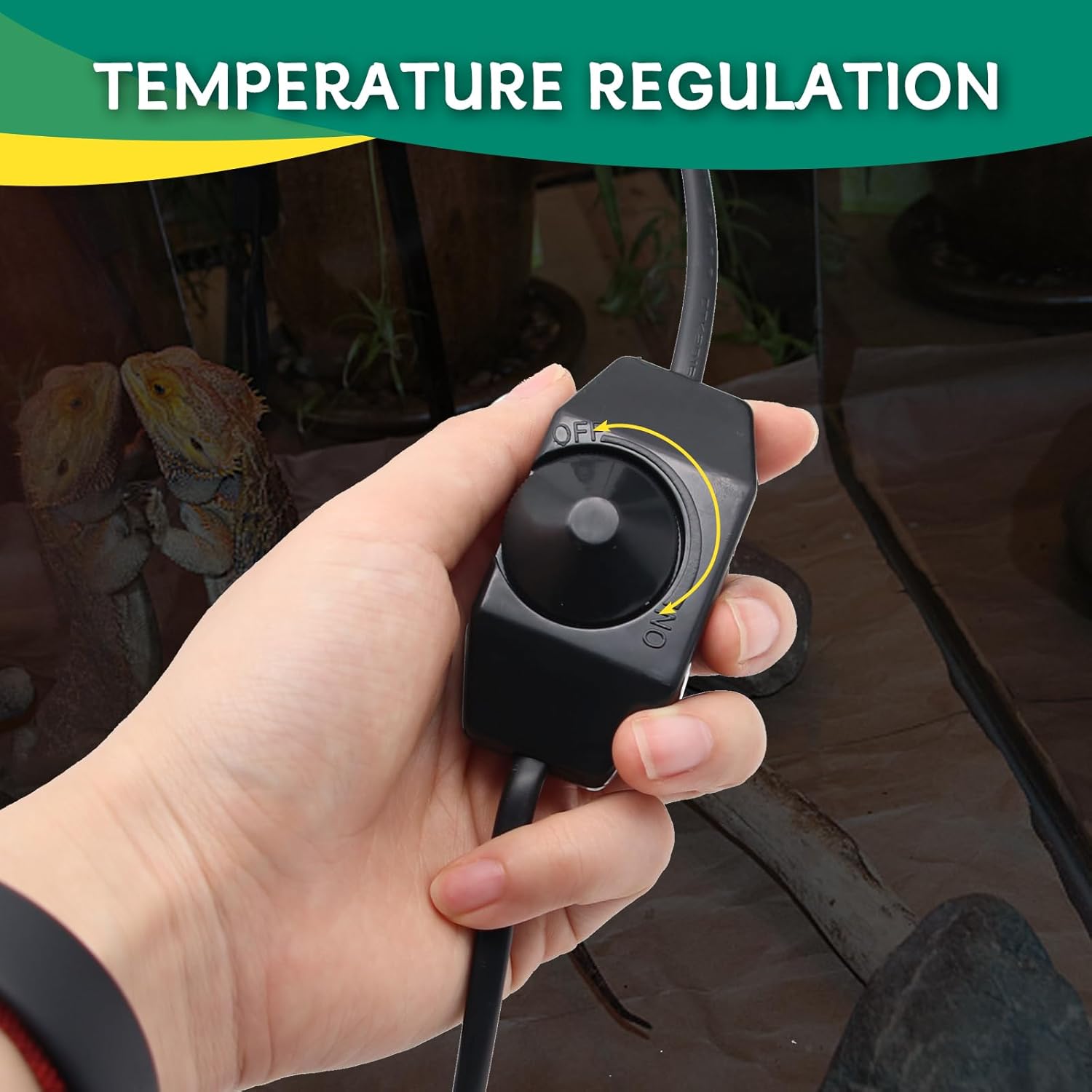 Dual Reptile Deep Dome Lamp Fixture with Temperature Adjustment,Dual Deep Cap Combo Integration Design Heat Lighting Lamp UVB Light with Independent Switches, for Reptile Snake and Tortoise