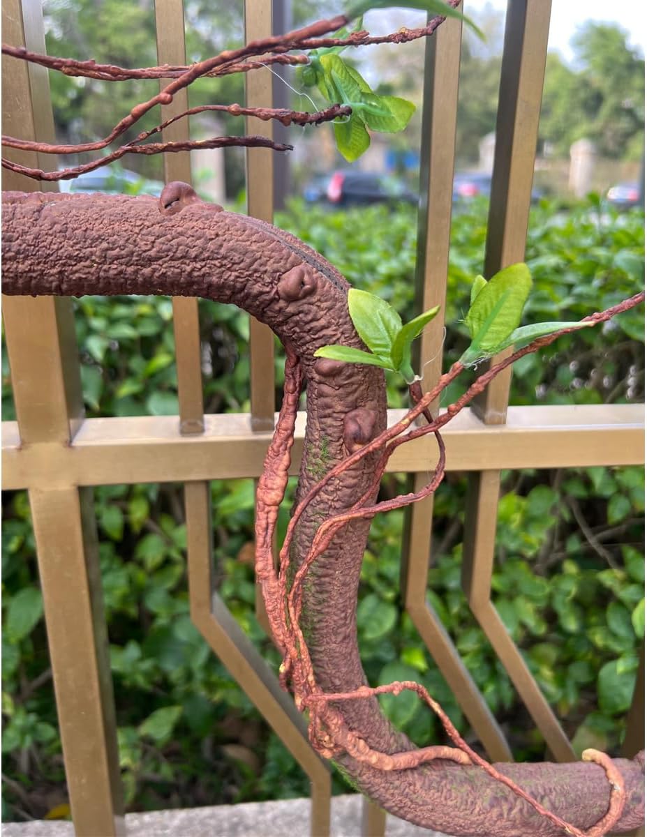 Bendable Artificial Tree Thick Trunk Twigs Cane Climbing Vine Branches 6Ft Faux Plant Garland with Leaves for Home Wedding Garden Wall Hanging Decoration 1PC