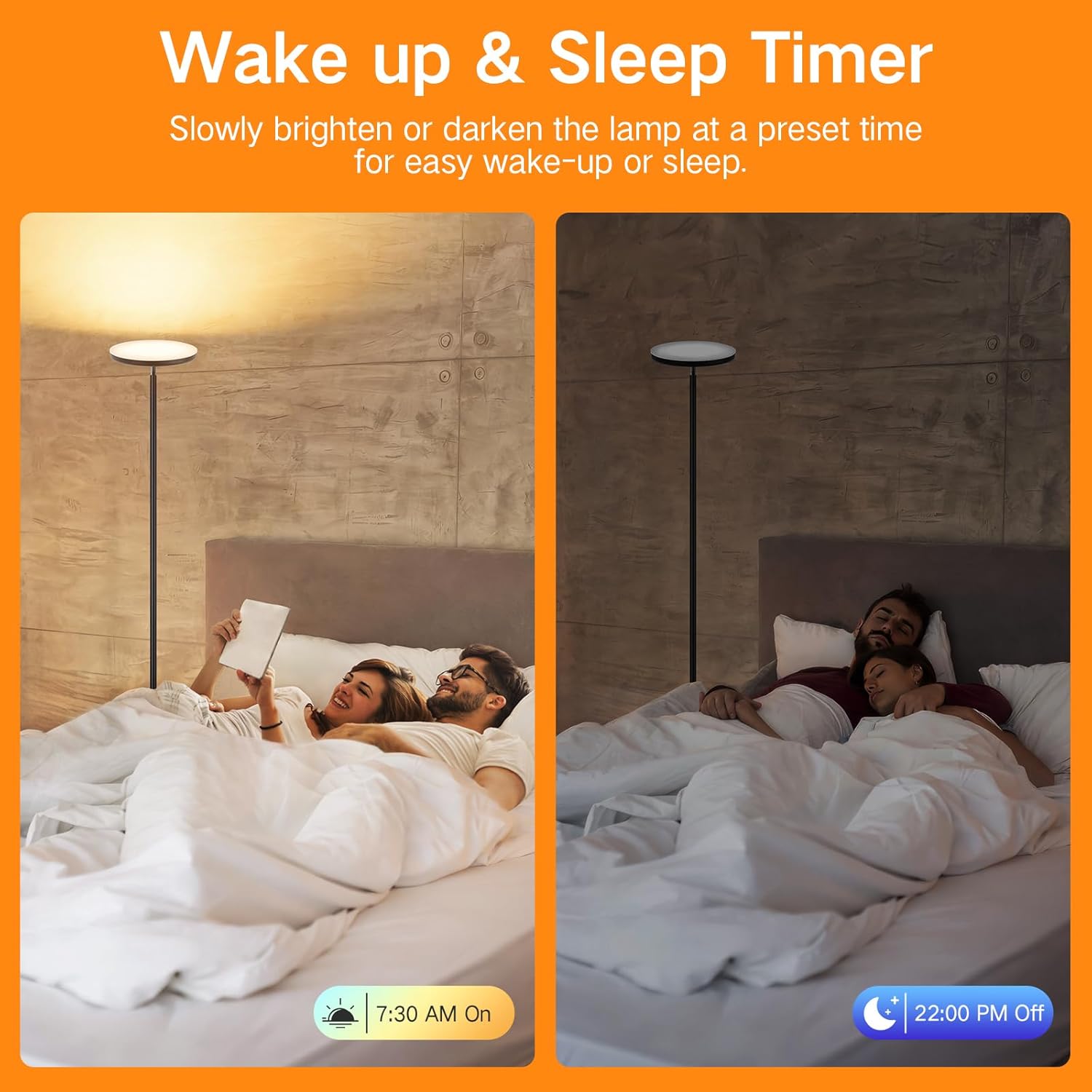 OUTON Smart LED Floor Lamp, 30W/3000LM Dimmable Bright Torchiere Sky Lamp Compatible with Alexa Google Home, WiFi Remote, Tall Standing Lamp with 4 Color Temperature for Living Room Bedroom Office