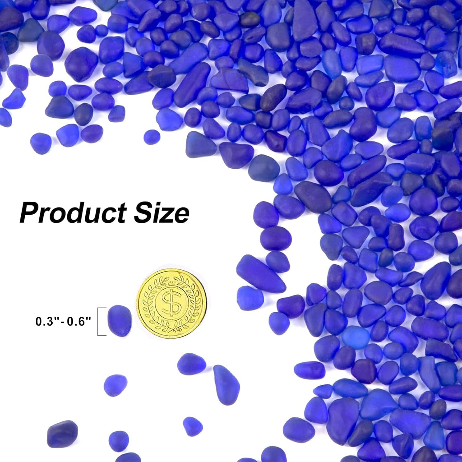 QEQEKAKA Sea Glass Stones for Crafts About 2.75LB (1180g/41.62oz) Glass Pebbles Gemstones Bulk for Beaching Wedding DIY Decoration Aquarium Turtle Tank Vase Filler (Dark Blue)