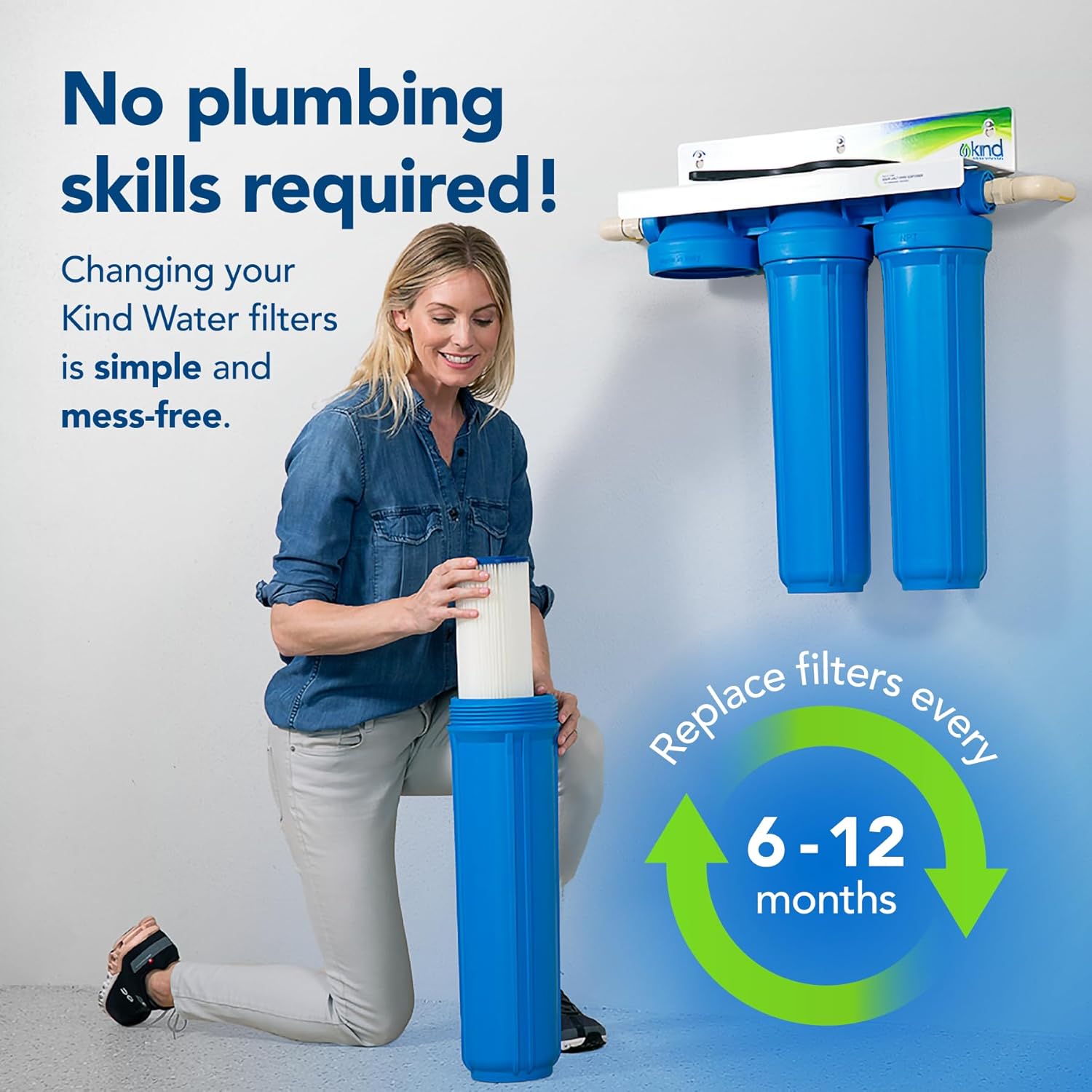 Kind Water 5-Micron Sediment & Carbon Replacement Filters – Fits Kind & Evo E-1000/E-3000 Whole House Water Systems – Includes O-Ring Kit & Lubrication – 6-12-Month Filter Refill