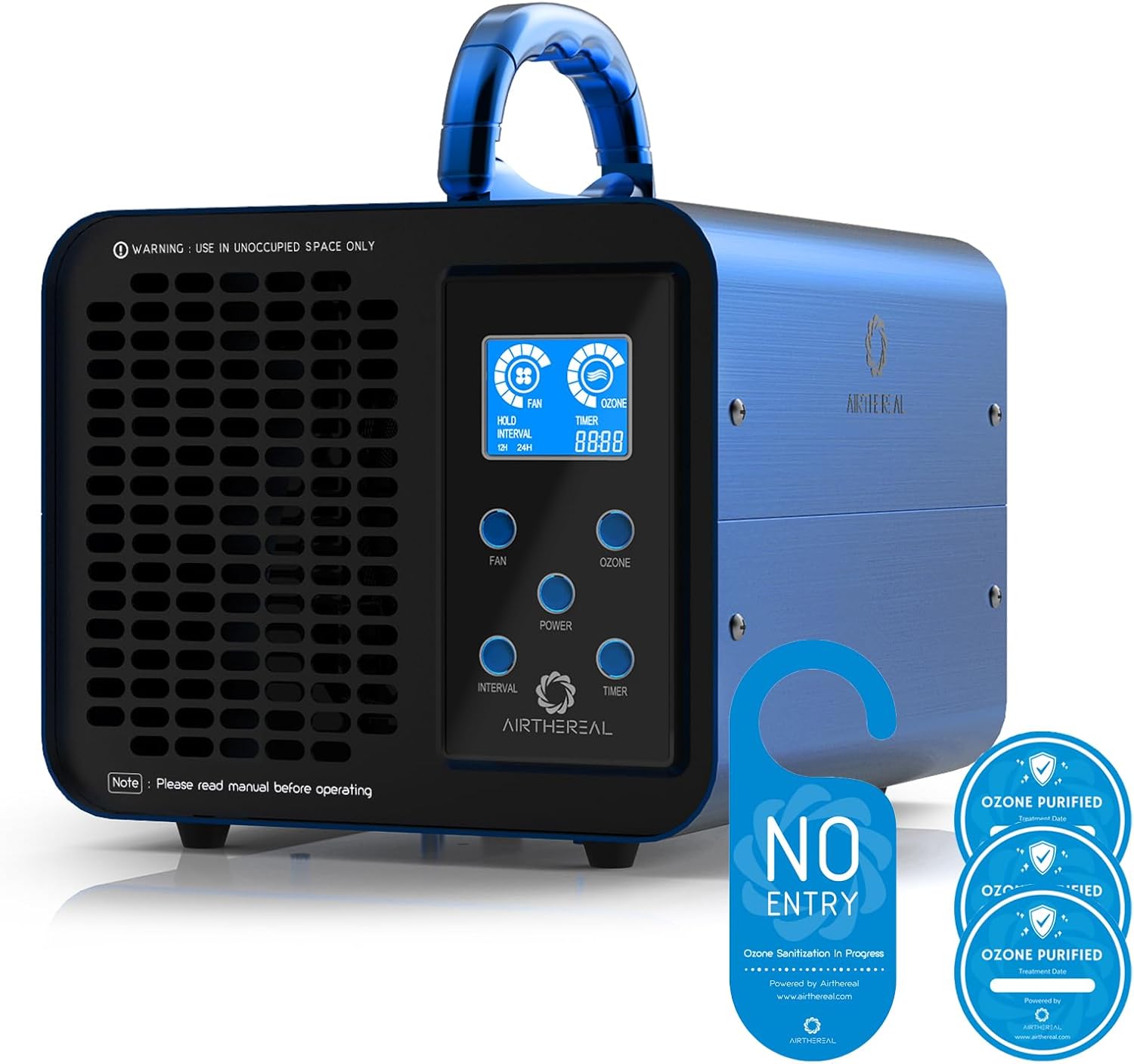 Airthereal MA10K-PRODIGI Digital Ozone Machine, High Capacity Ozone Generator Odor Removal - O3 Deodorizer Air Ionizers for Large Rooms, Cars and Smoke - Adjustable Output and Timer, Blue