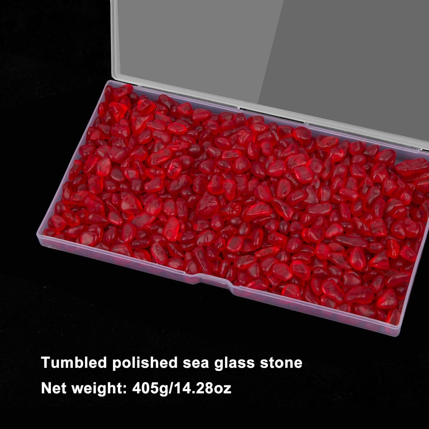 QEQEKAKA Sea Glass Stones for Crafts About 1LB (405g/14.28oz) Red Glass Pebbles Gemstones Bulk for Beaching Wedding DIY Decoration Aquarium Turtle Tank Vase Filler (Lake Blue)