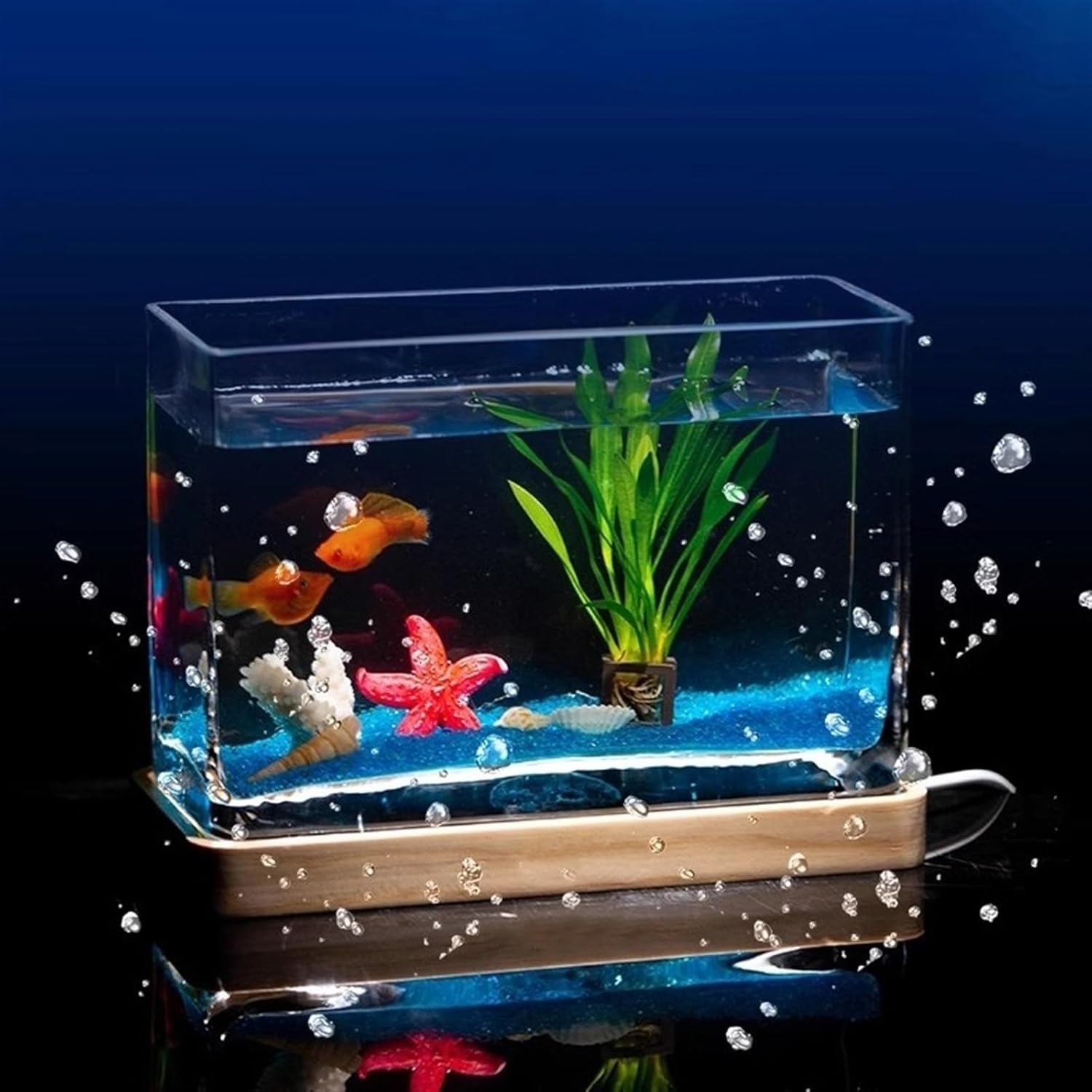 Fish Tank, Glass Aquarium, Living Room, Small Rectangular mini Aquarium