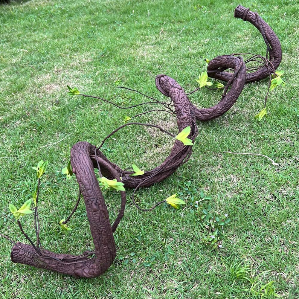 Bendable Artificial Tree Thick Trunk Twigs Cane Climbing Vine Branches 6Ft Faux Plant Garland with Leaves for Home Wedding Garden Wall Hanging Decoration 1PC