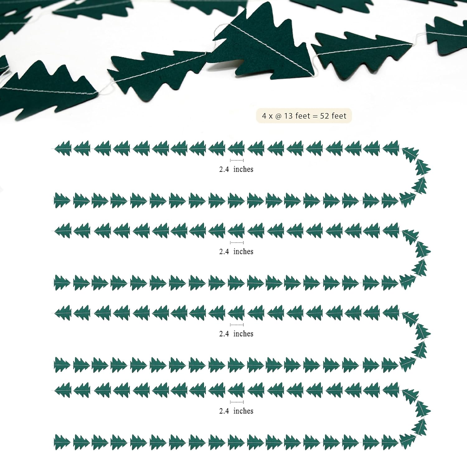 Cheerland Christmas Tree Garland Camping Decorations for Woodland Theme Baby Shower Birthday Party Decoration Xmas Hanging Nature Streamer Backdrop Green Pine Tree Garland Classroom Glamping Decor